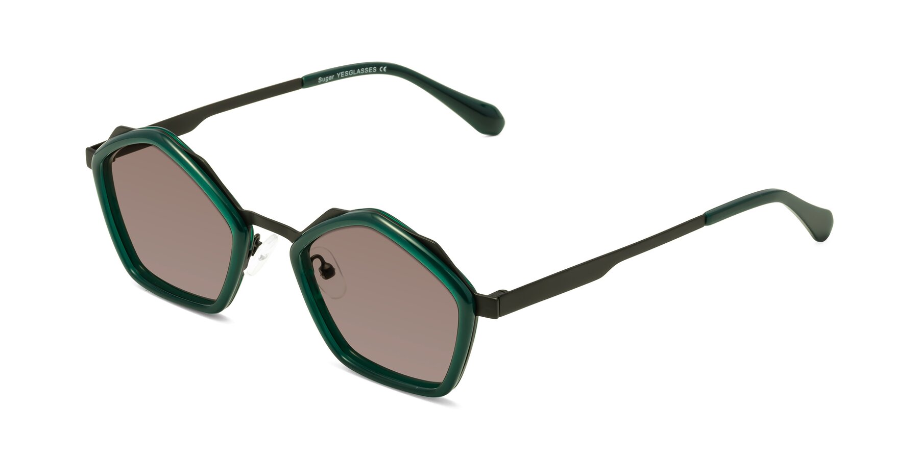 Angle of Sugar in Jade-Black with Medium Brown Tinted Lenses