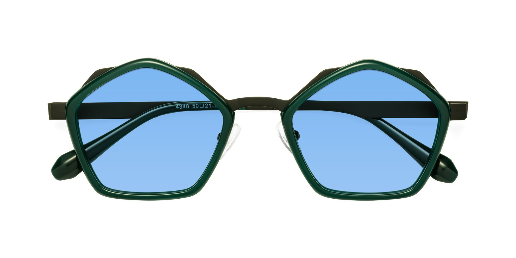 Folded Front of Sugar in Jade-Black with Medium Blue Tinted Lenses