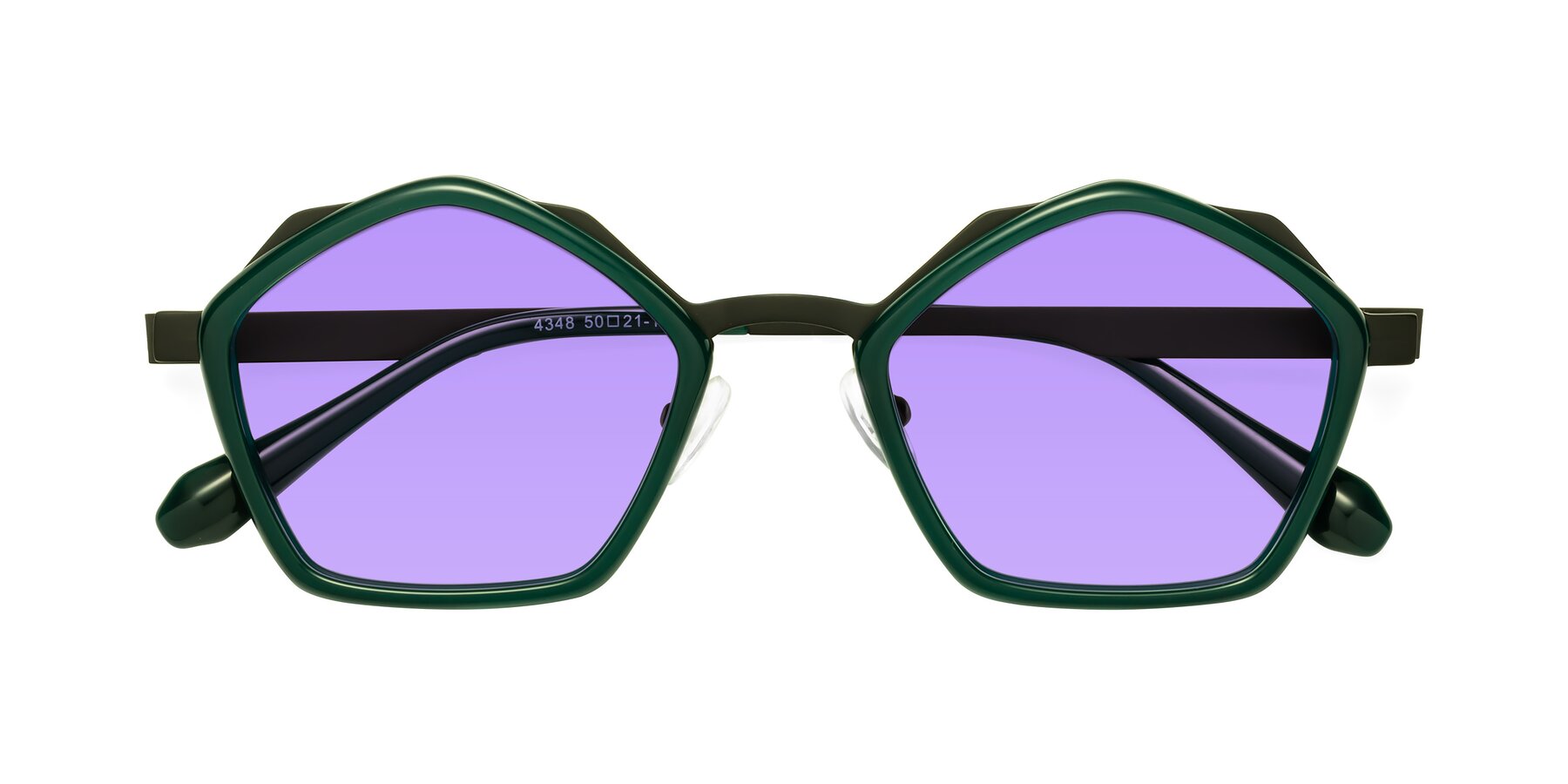 Folded Front of Sugar in Jade-Black with Medium Purple Tinted Lenses
