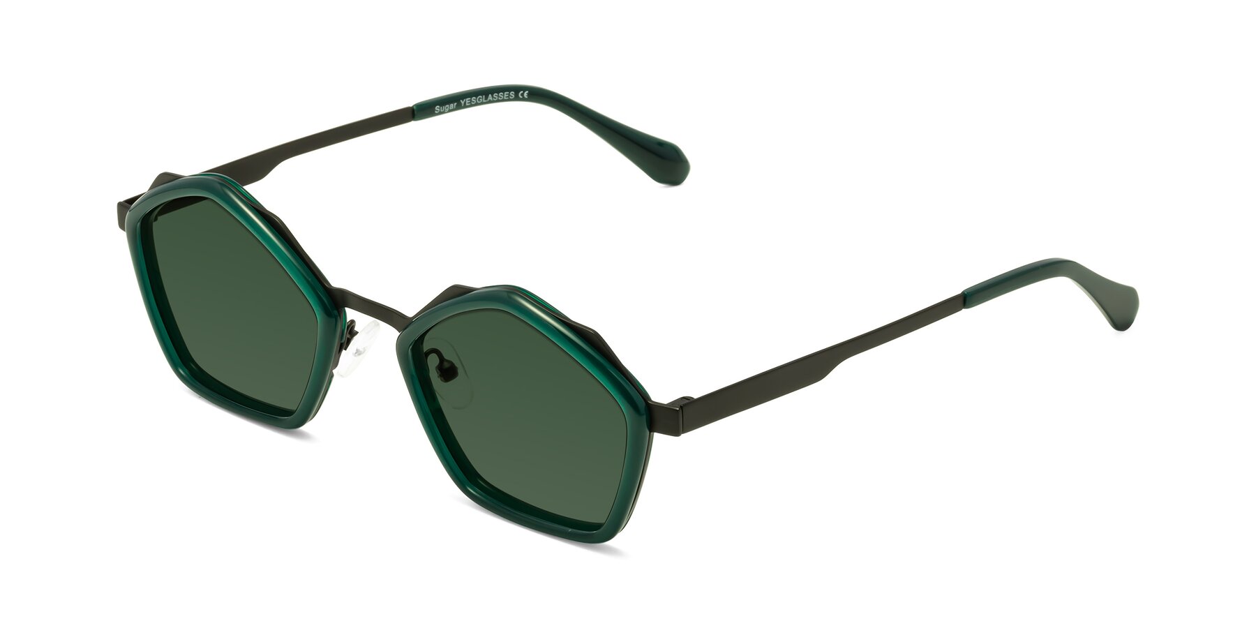 Angle of Sugar in Jade-Black with Green Tinted Lenses