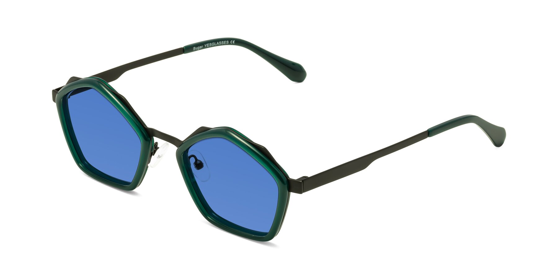 Angle of Sugar in Jade-Black with Blue Tinted Lenses