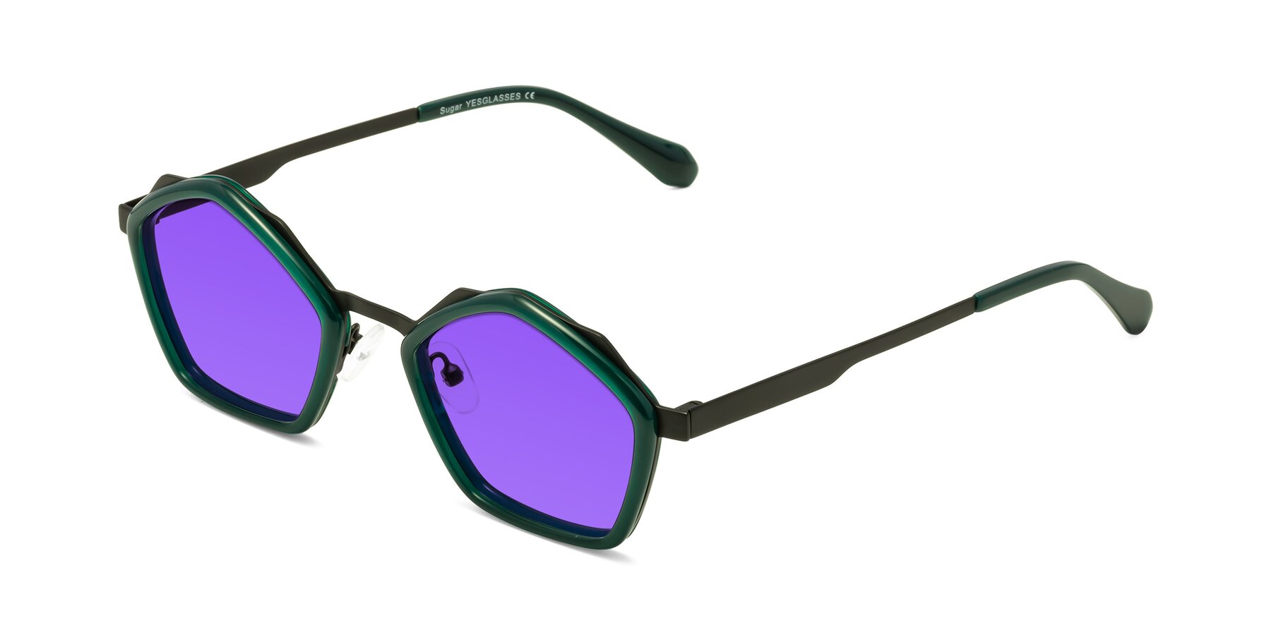 Angle of Sugar in Jade-Black with Purple Tinted Lenses