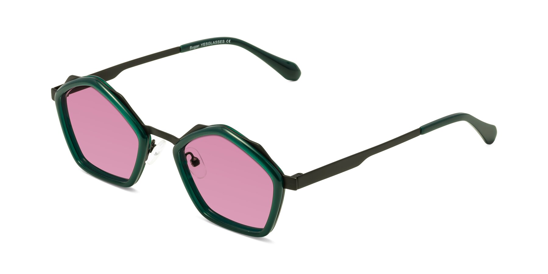 Angle of Sugar in Jade-Black with Medium Wine Tinted Lenses