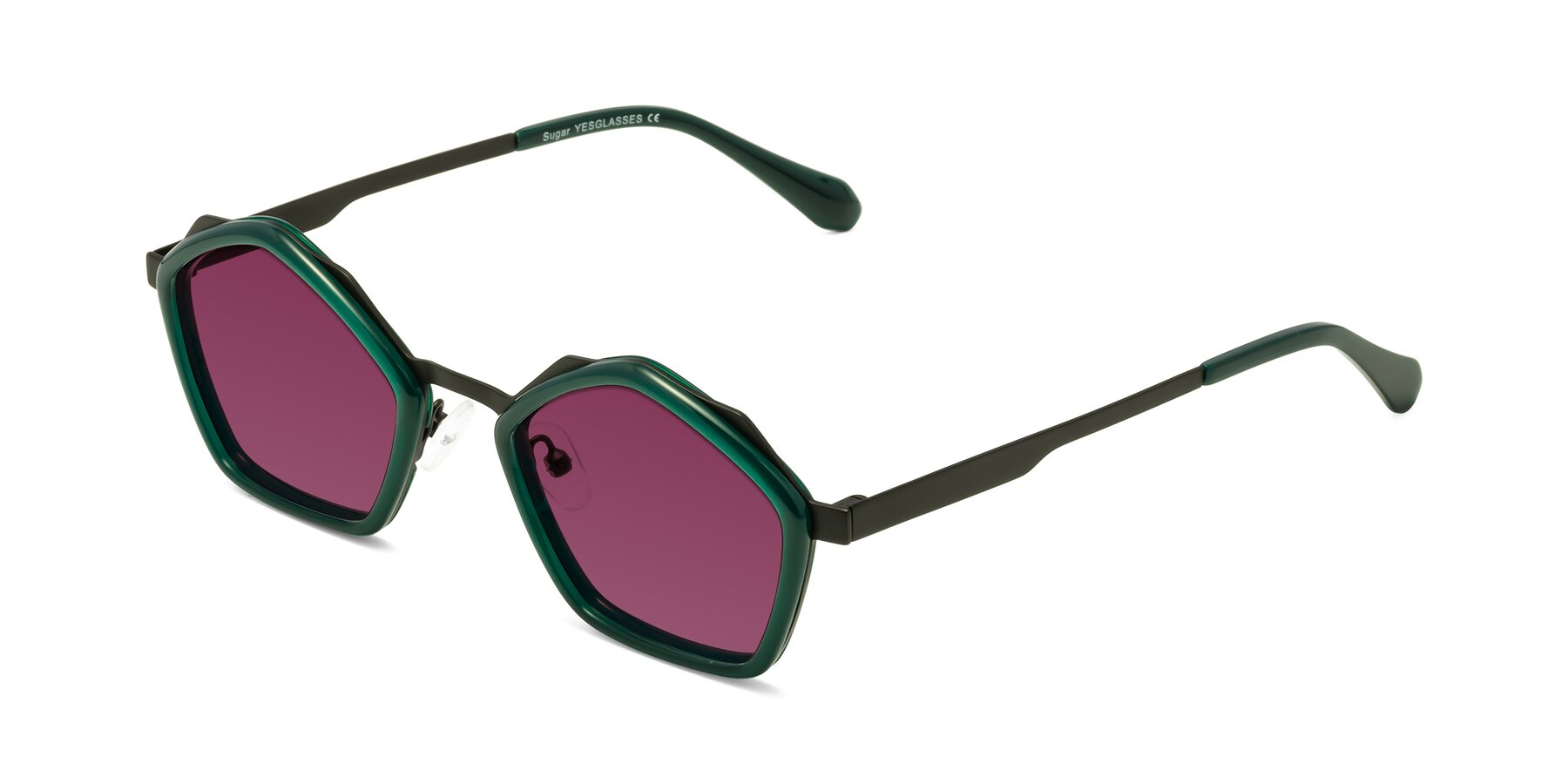 Angle of Sugar in Jade-Black with Wine Tinted Lenses