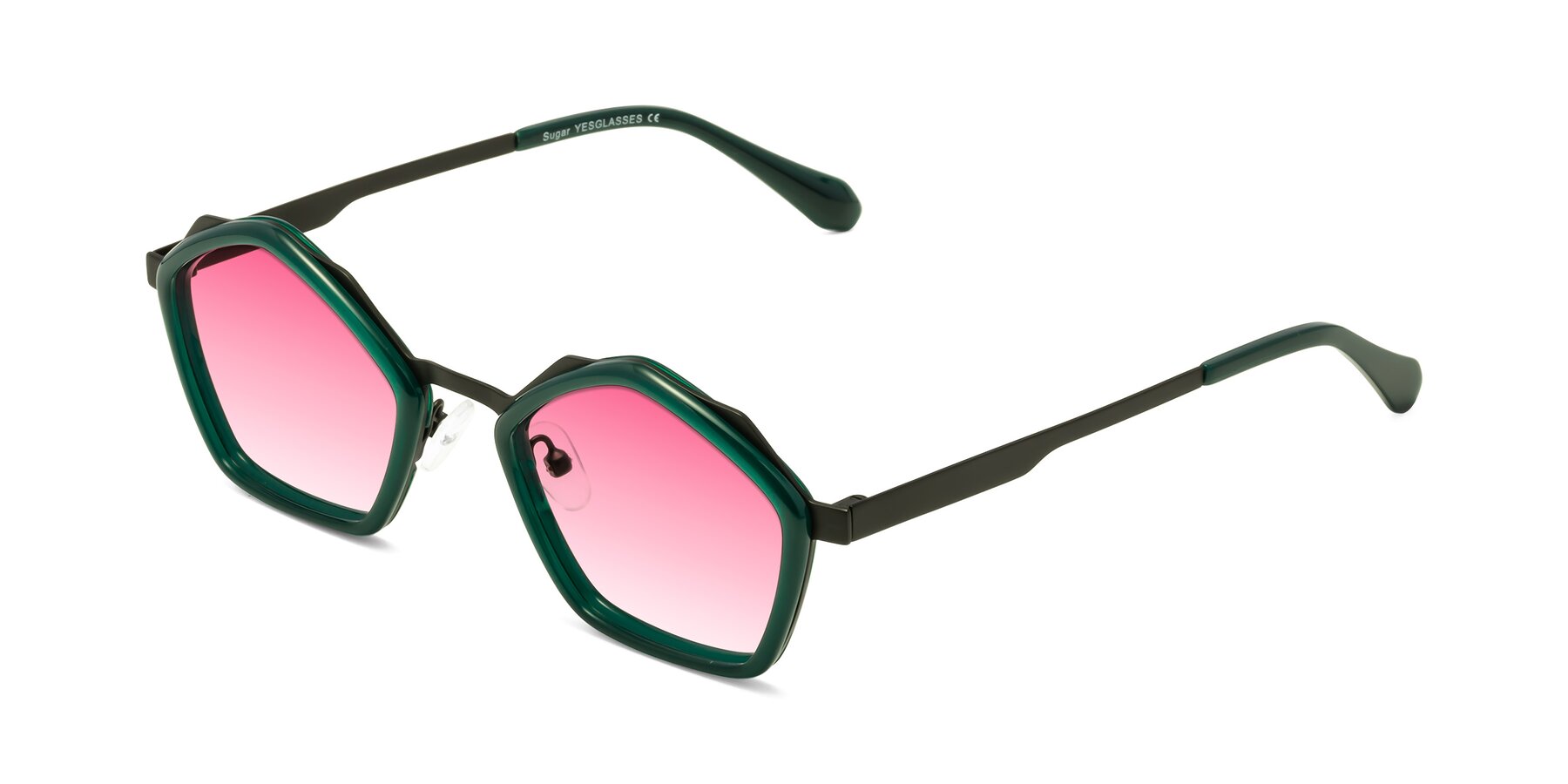 Angle of Sugar in Jade-Black with Pink Gradient Lenses