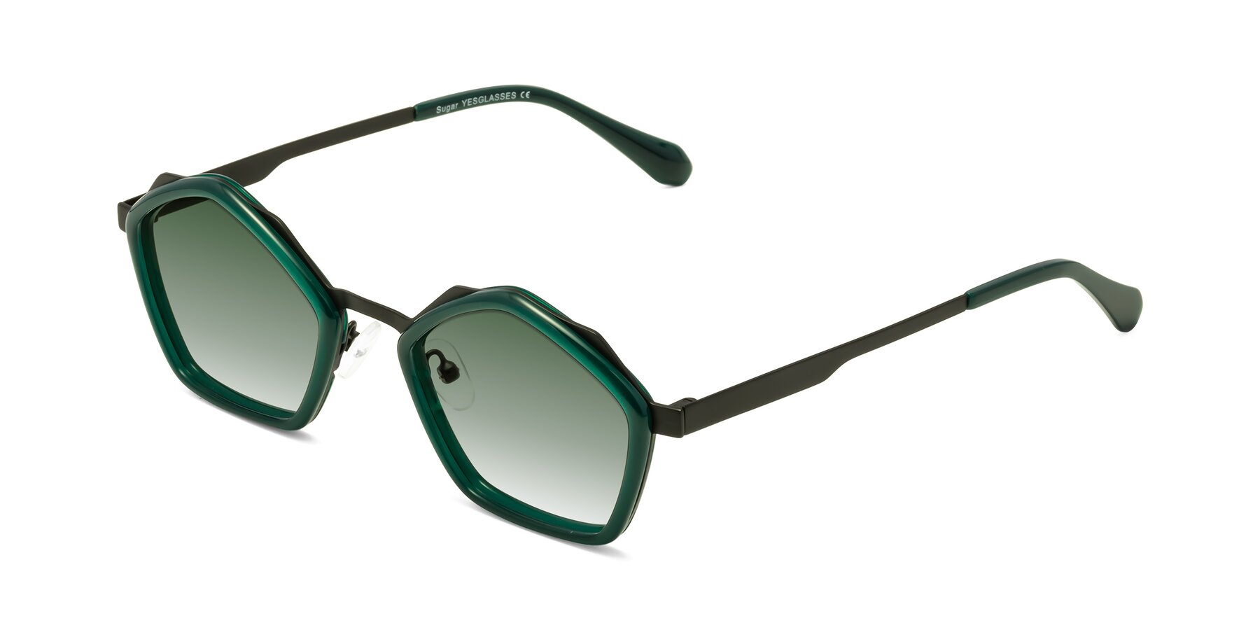 Angle of Sugar in Jade-Black with Green Gradient Lenses