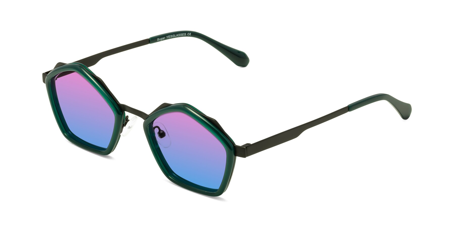 Angle of Sugar in Jade-Black with Pink / Blue Gradient Lenses