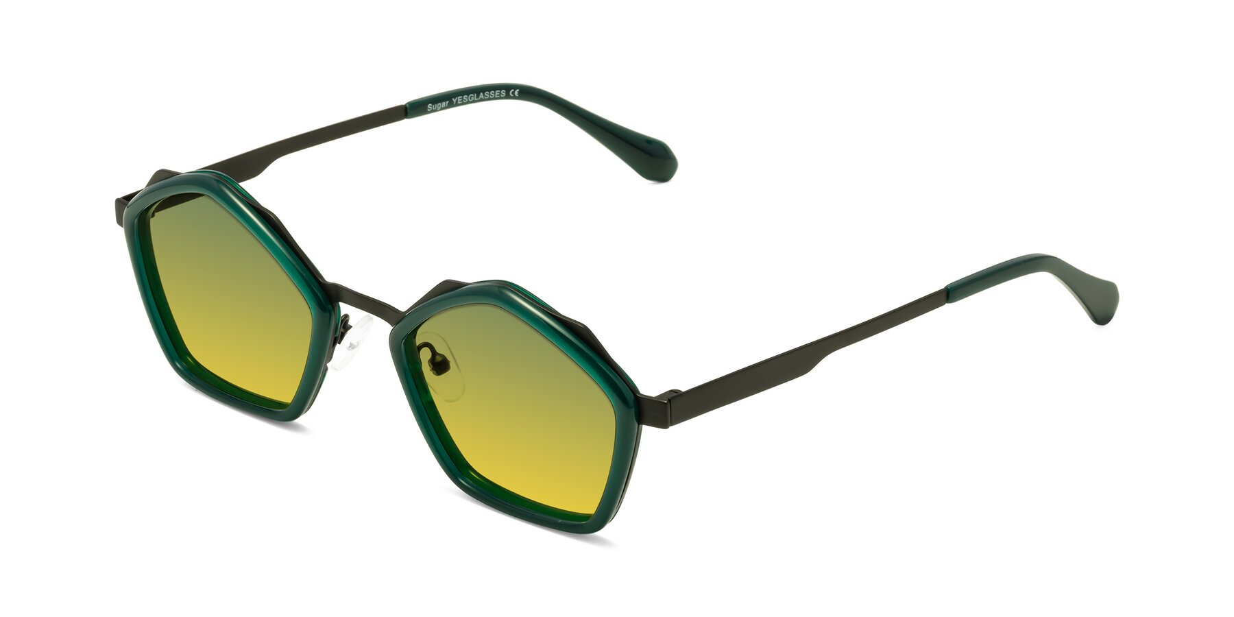Angle of Sugar in Jade-Black with Green / Yellow Gradient Lenses
