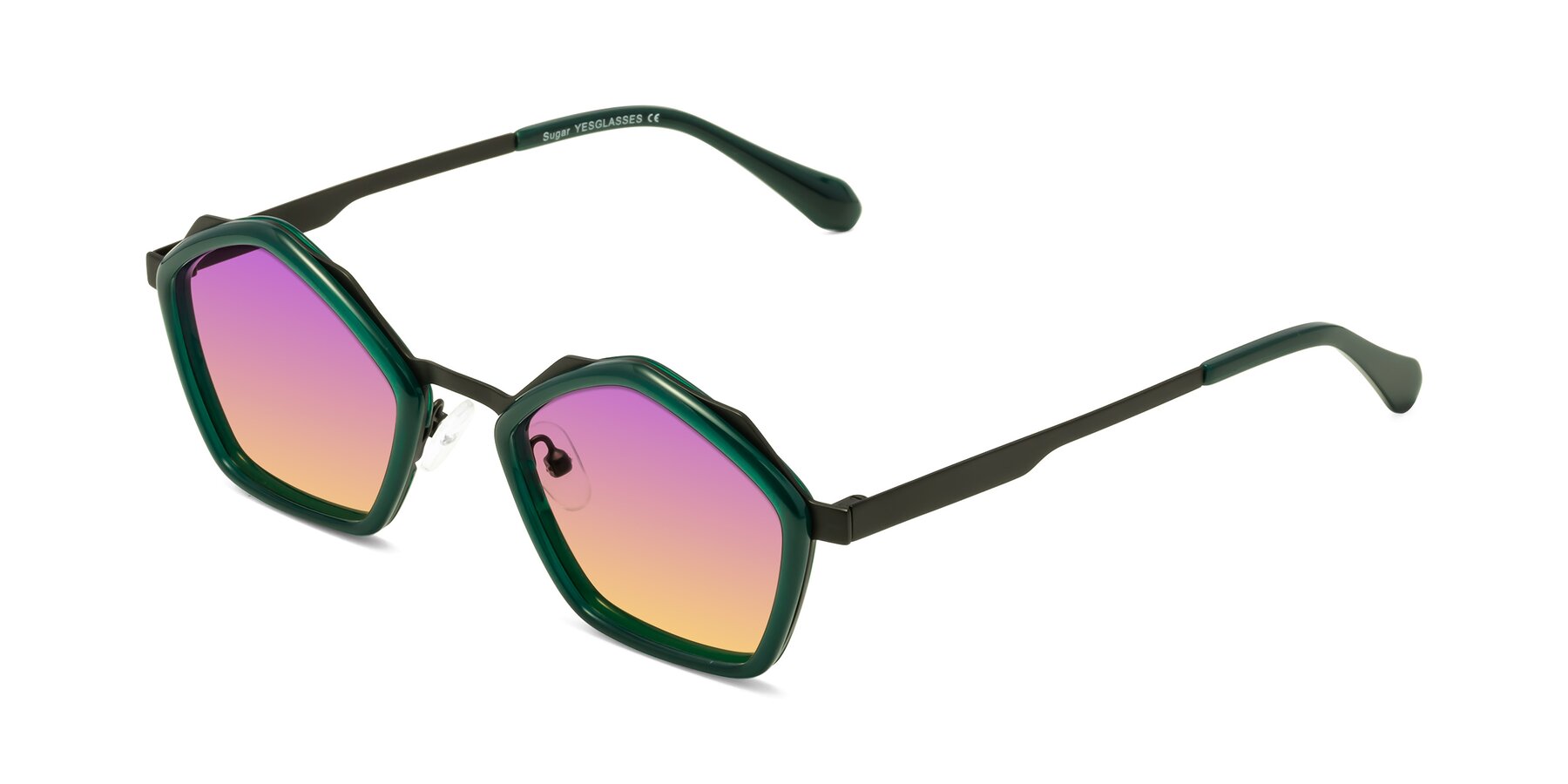 Angle of Sugar in Jade-Black with Purple / Yellow Gradient Lenses