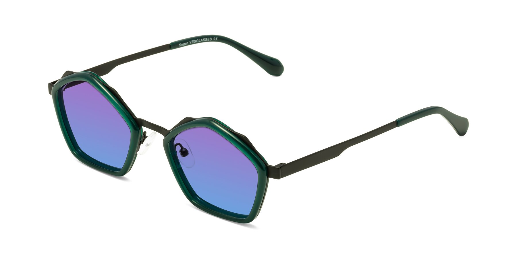 Angle of Sugar in Jade-Black with Purple / Blue Gradient Lenses