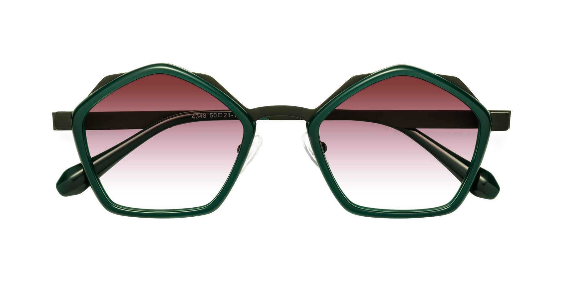 Folded Front of Sugar in Jade-Black with Garnet Gradient Lenses