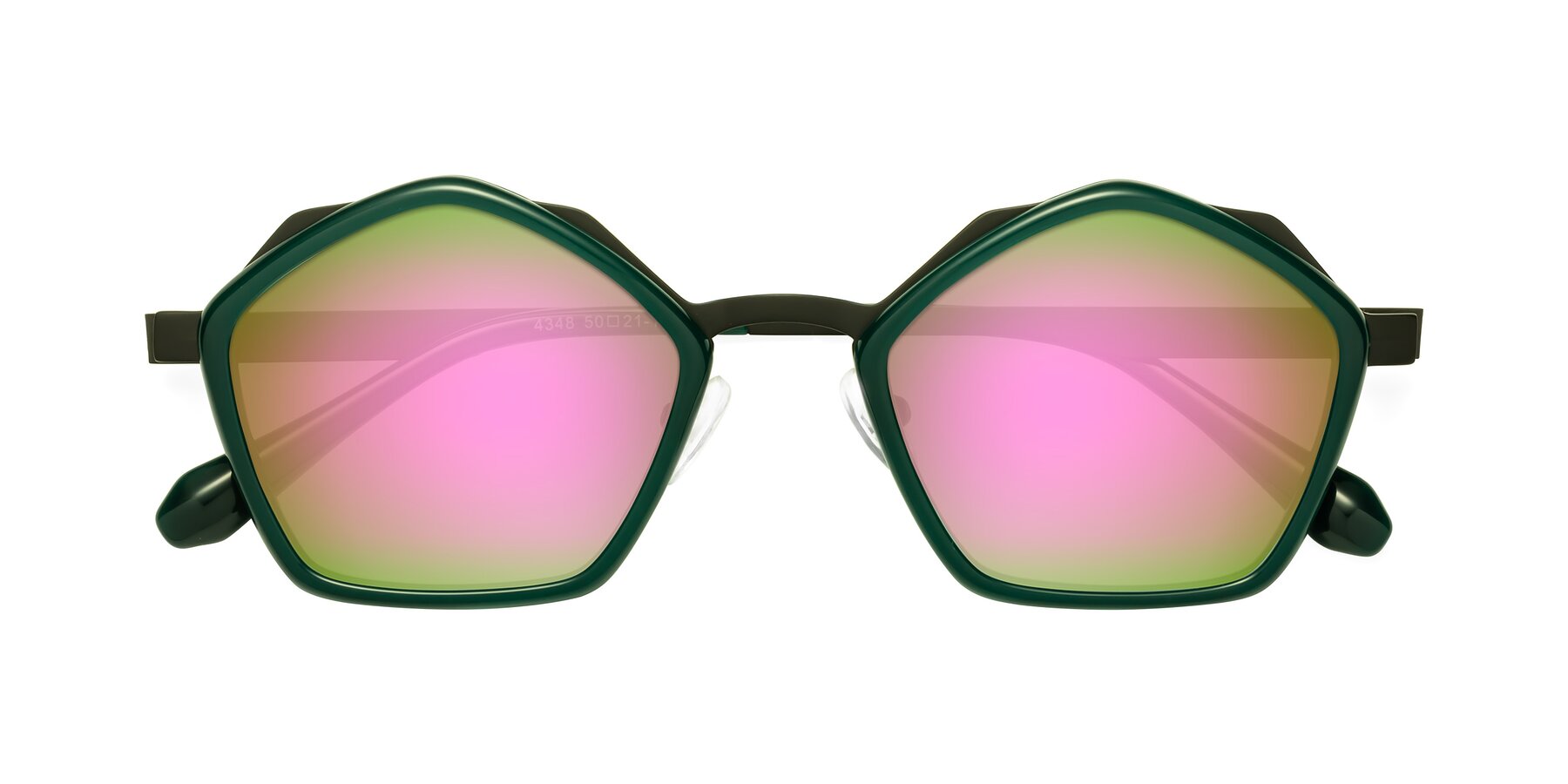 Folded Front of Sugar in Jade-Black with Pink Mirrored Lenses