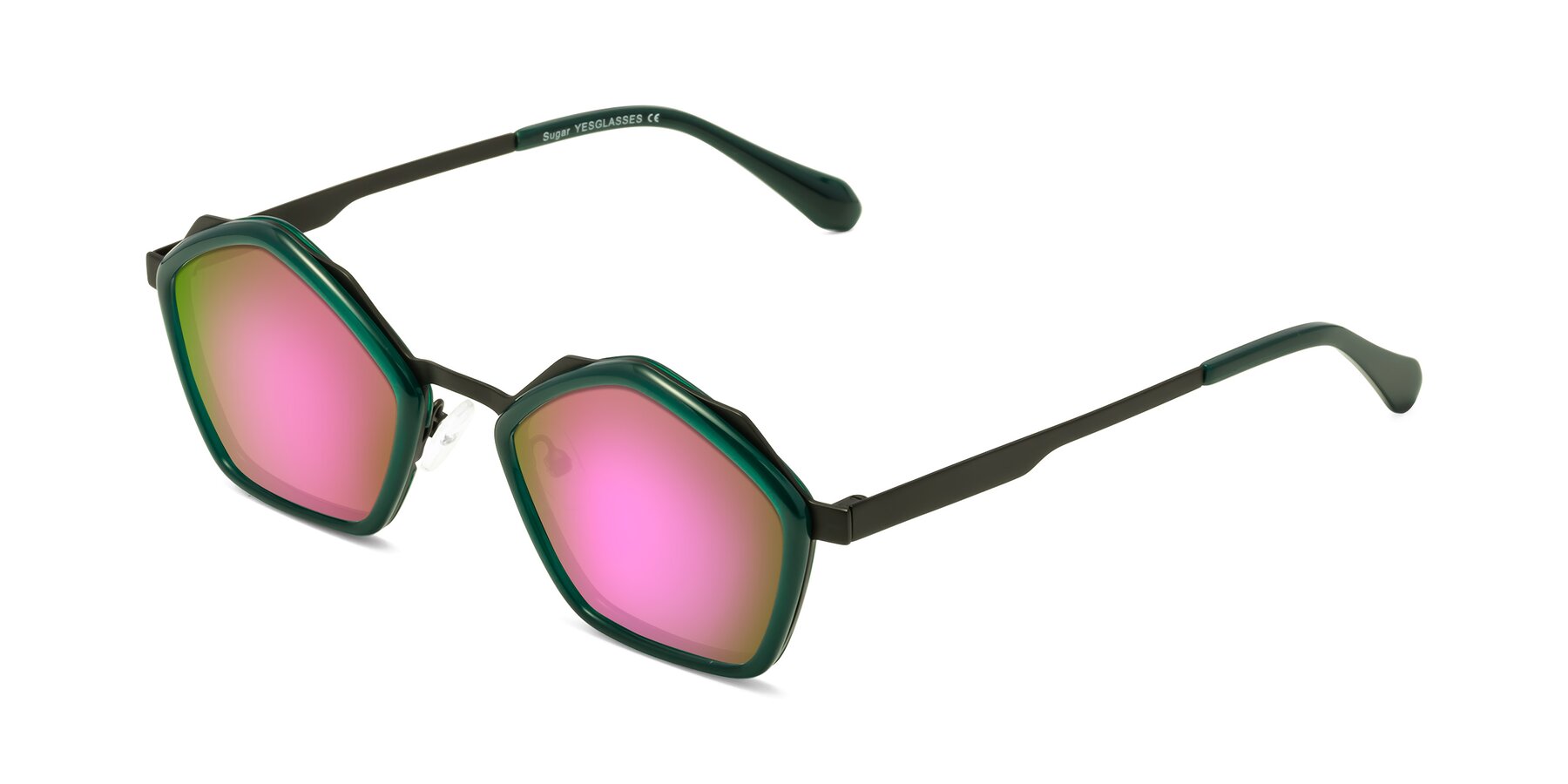 Angle of Sugar in Jade-Black with Pink Mirrored Lenses