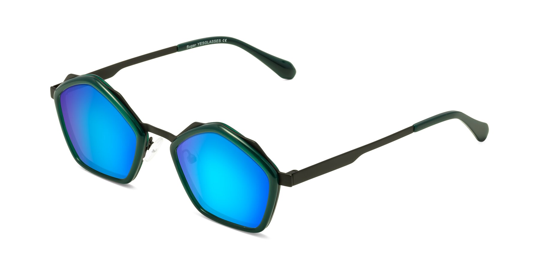 Angle of Sugar in Jade-Black with Blue Mirrored Lenses