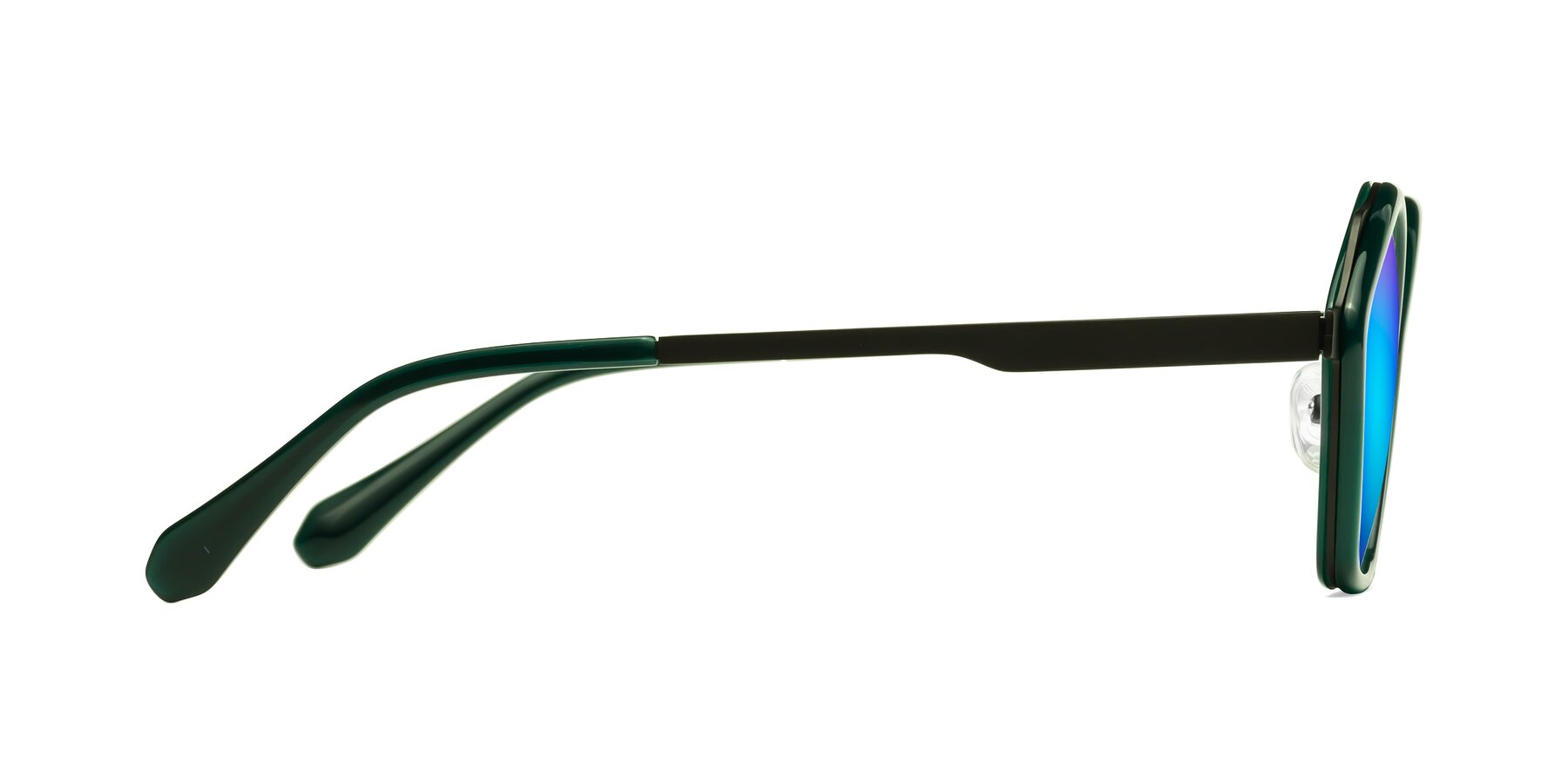 Side of Sugar in Jade-Black with Blue Mirrored Lenses