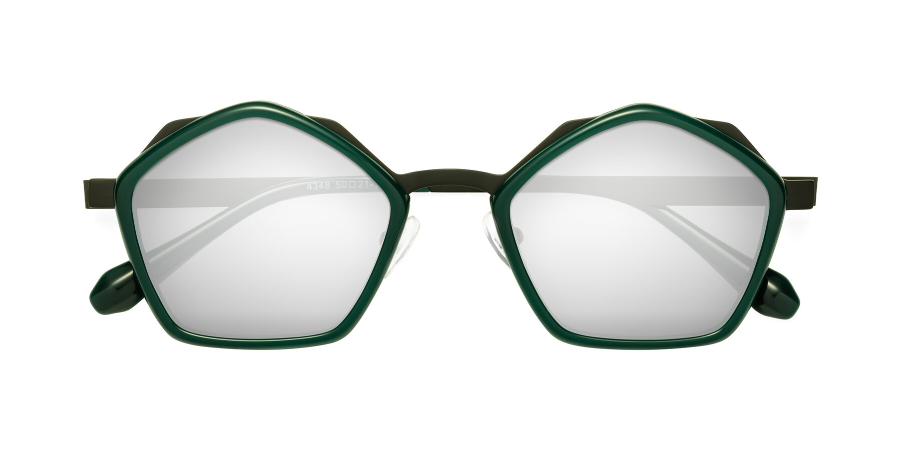 Folded Front of Sugar in Jade-Black with Silver Mirrored Lenses