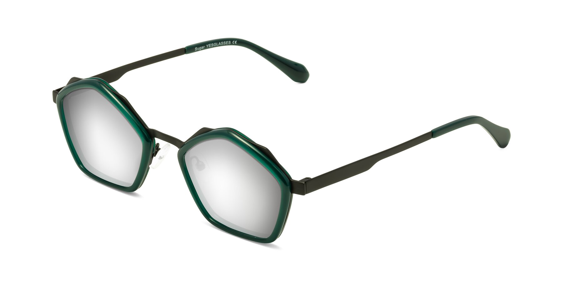 Angle of Sugar in Jade-Black with Silver Mirrored Lenses