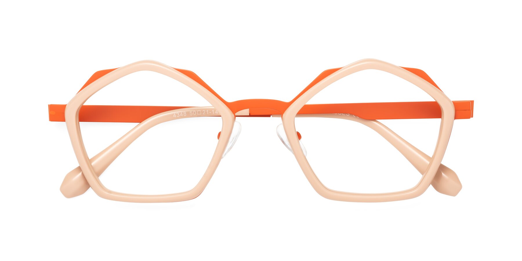 Folded Front of Sugar in Pink-Orange with Clear Eyeglass Lenses
