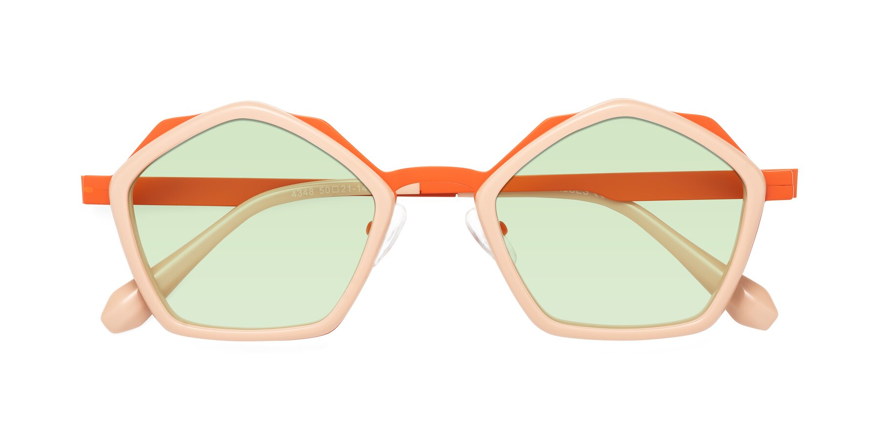 Folded Front of Sugar in Pink-Orange with Light Green Tinted Lenses