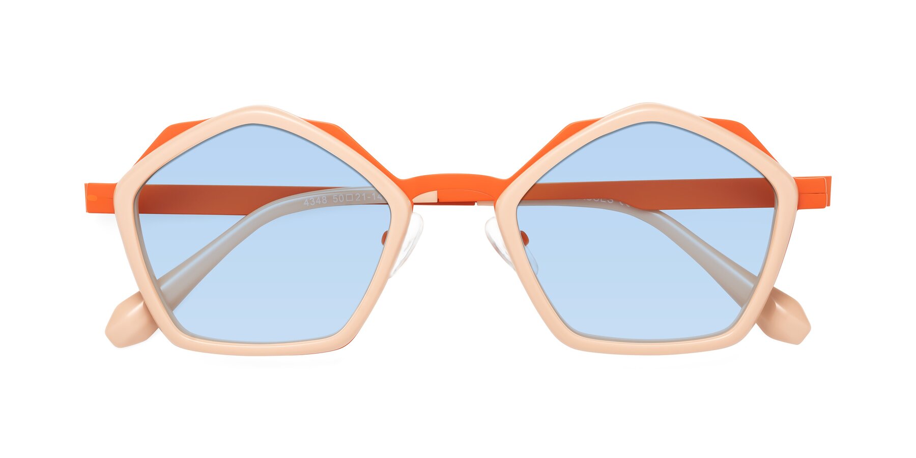Folded Front of Sugar in Pink-Orange with Light Blue Tinted Lenses