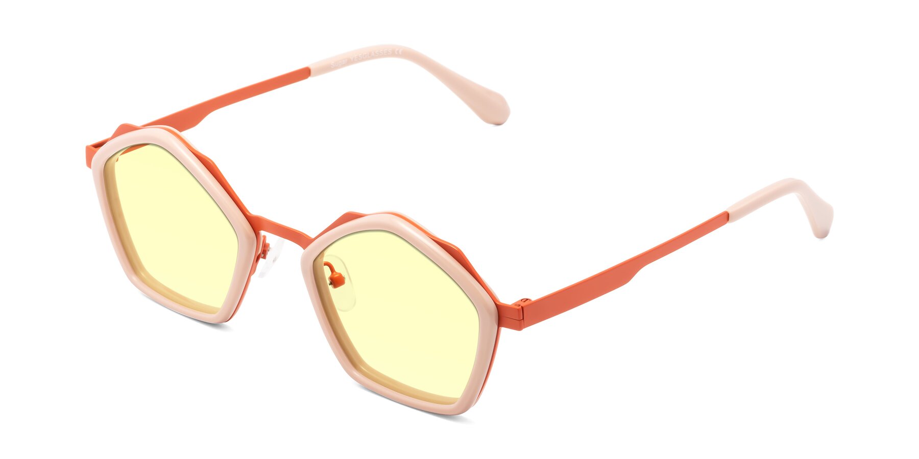 Angle of Sugar in Pink-Orange with Light Yellow Tinted Lenses