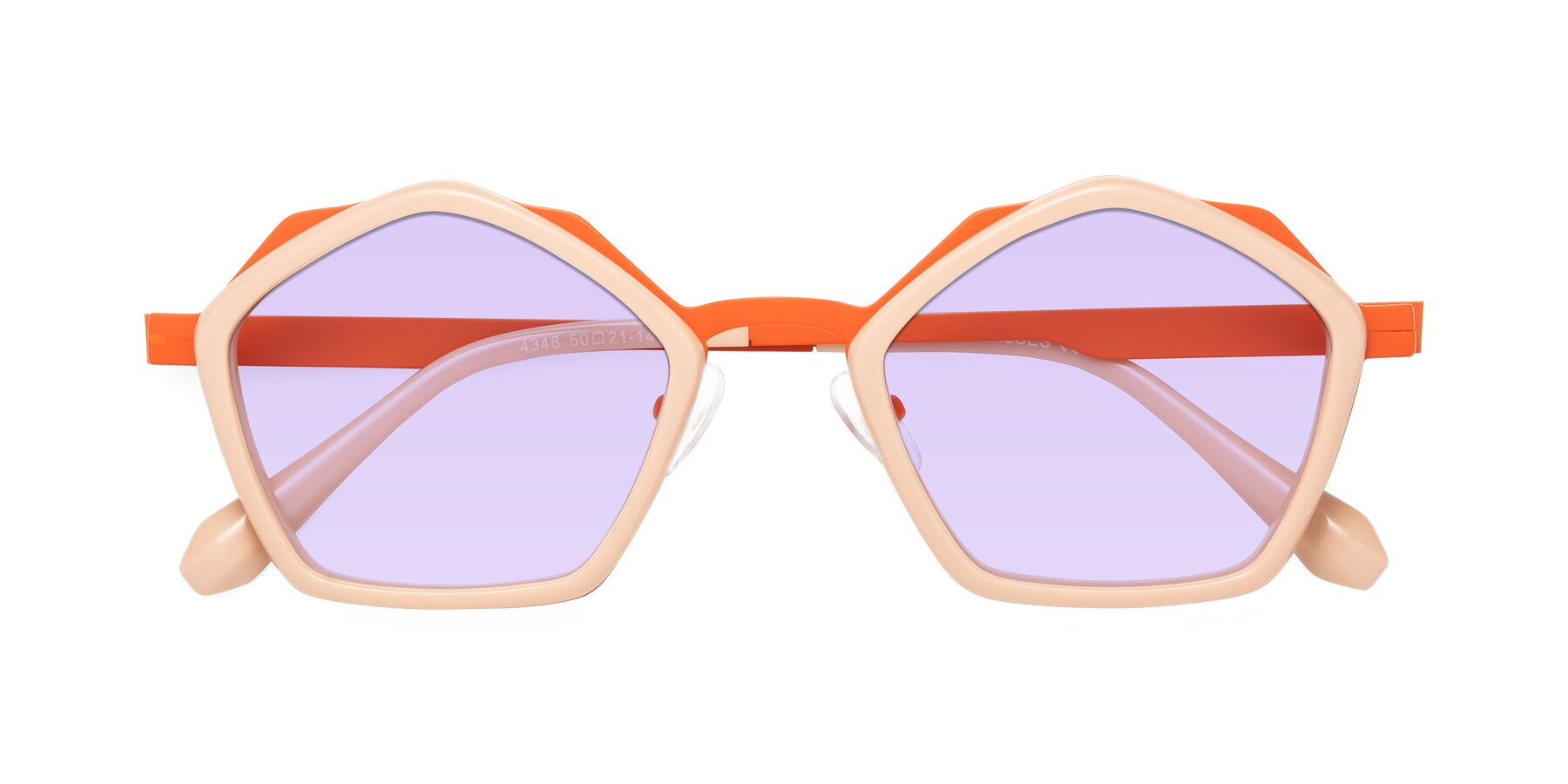 Folded Front of Sugar in Pink-Orange with Light Purple Tinted Lenses
