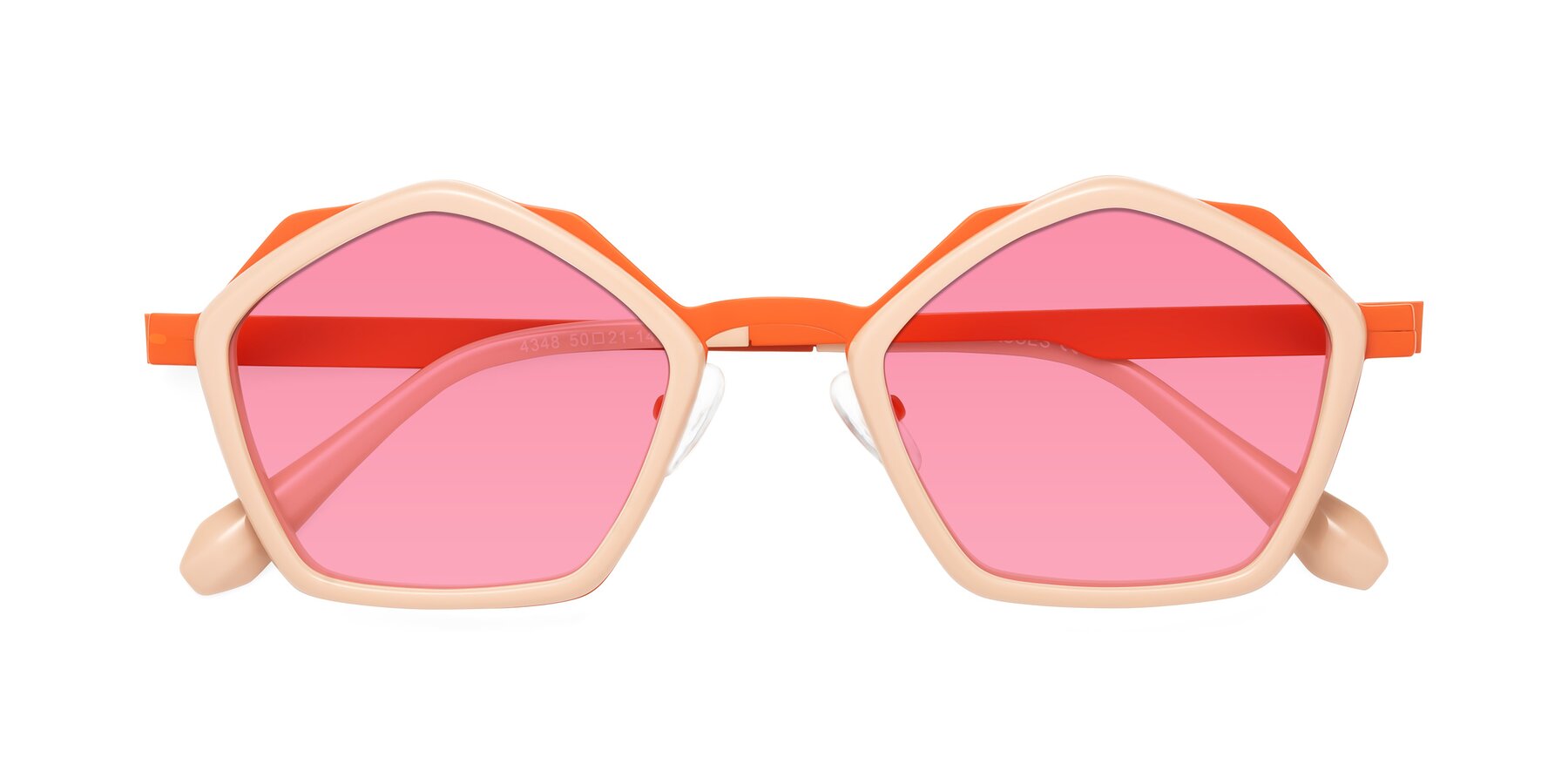 Folded Front of Sugar in Pink-Orange with Pink Tinted Lenses