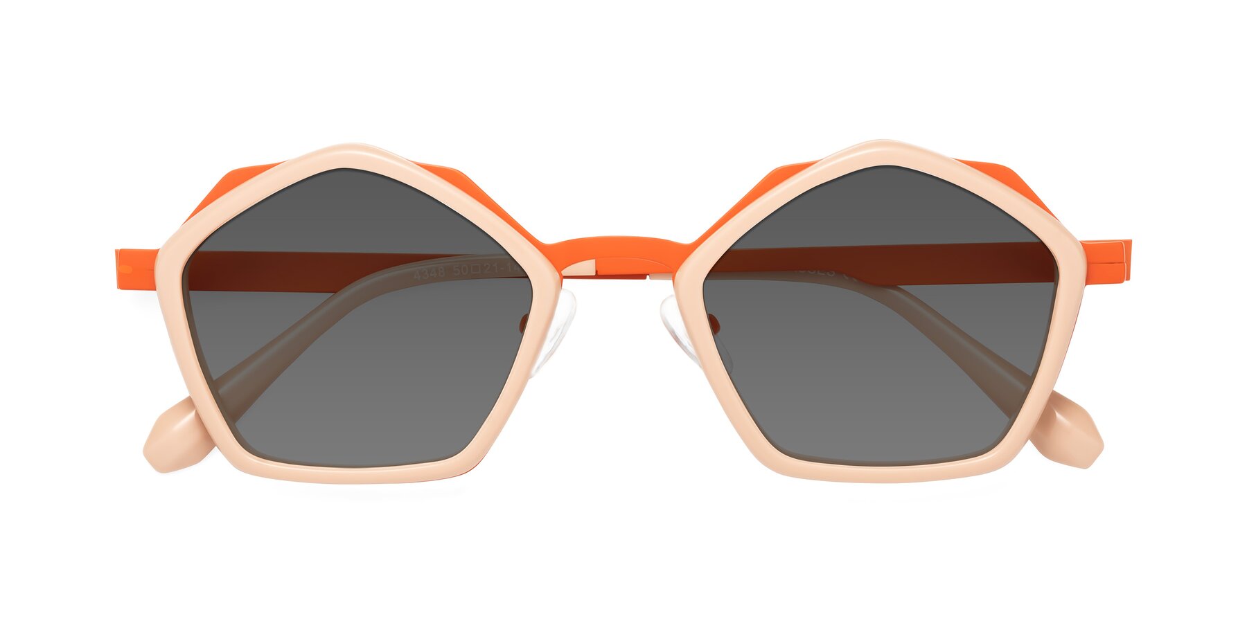 Folded Front of Sugar in Pink-Orange with Medium Gray Tinted Lenses