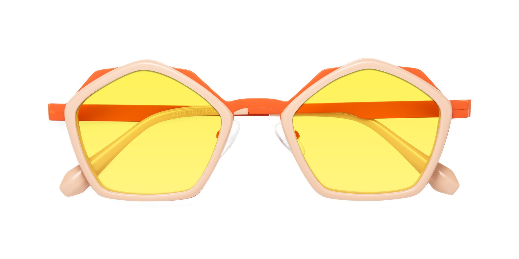 Folded Front of Sugar in Pink-Orange with Medium Yellow Tinted Lenses