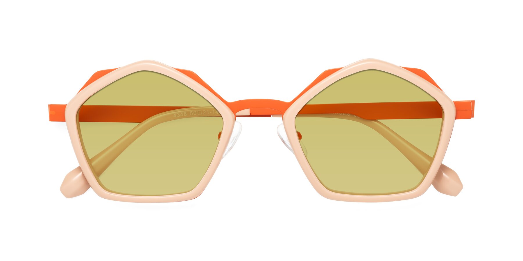 Folded Front of Sugar in Pink-Orange with Medium Champagne Tinted Lenses