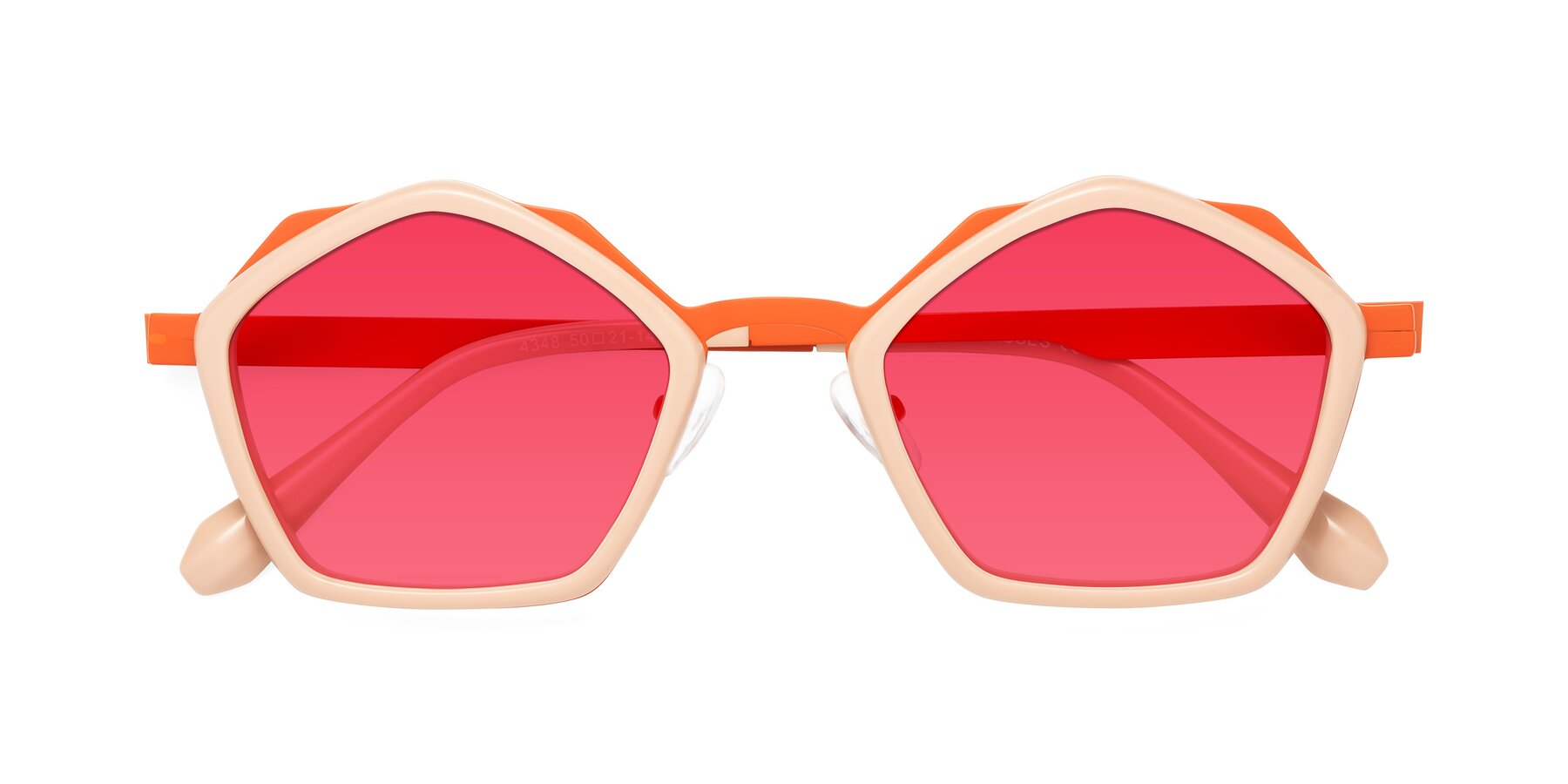 Folded Front of Sugar in Pink-Orange with Red Tinted Lenses