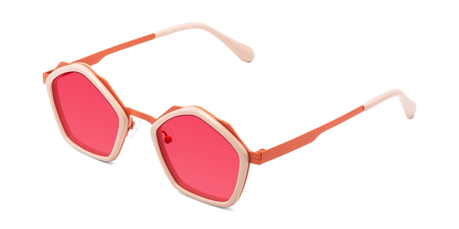 Angle of Sugar in Pink-Orange with Red Tinted Lenses