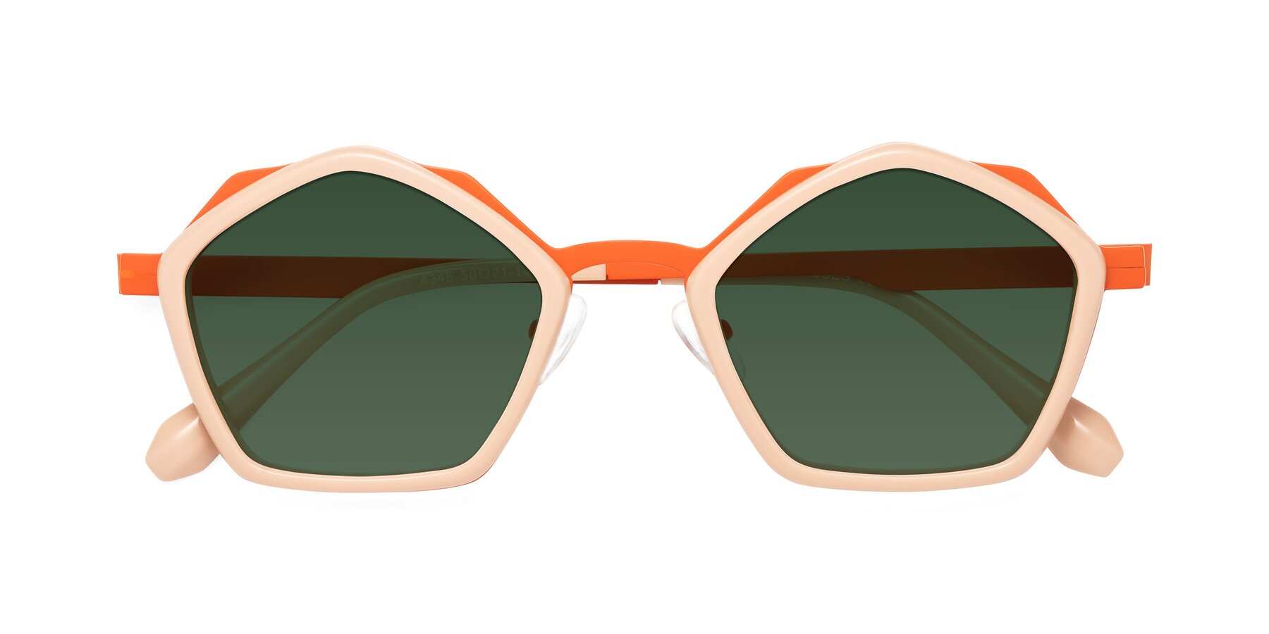 Folded Front of Sugar in Pink-Orange with Green Tinted Lenses