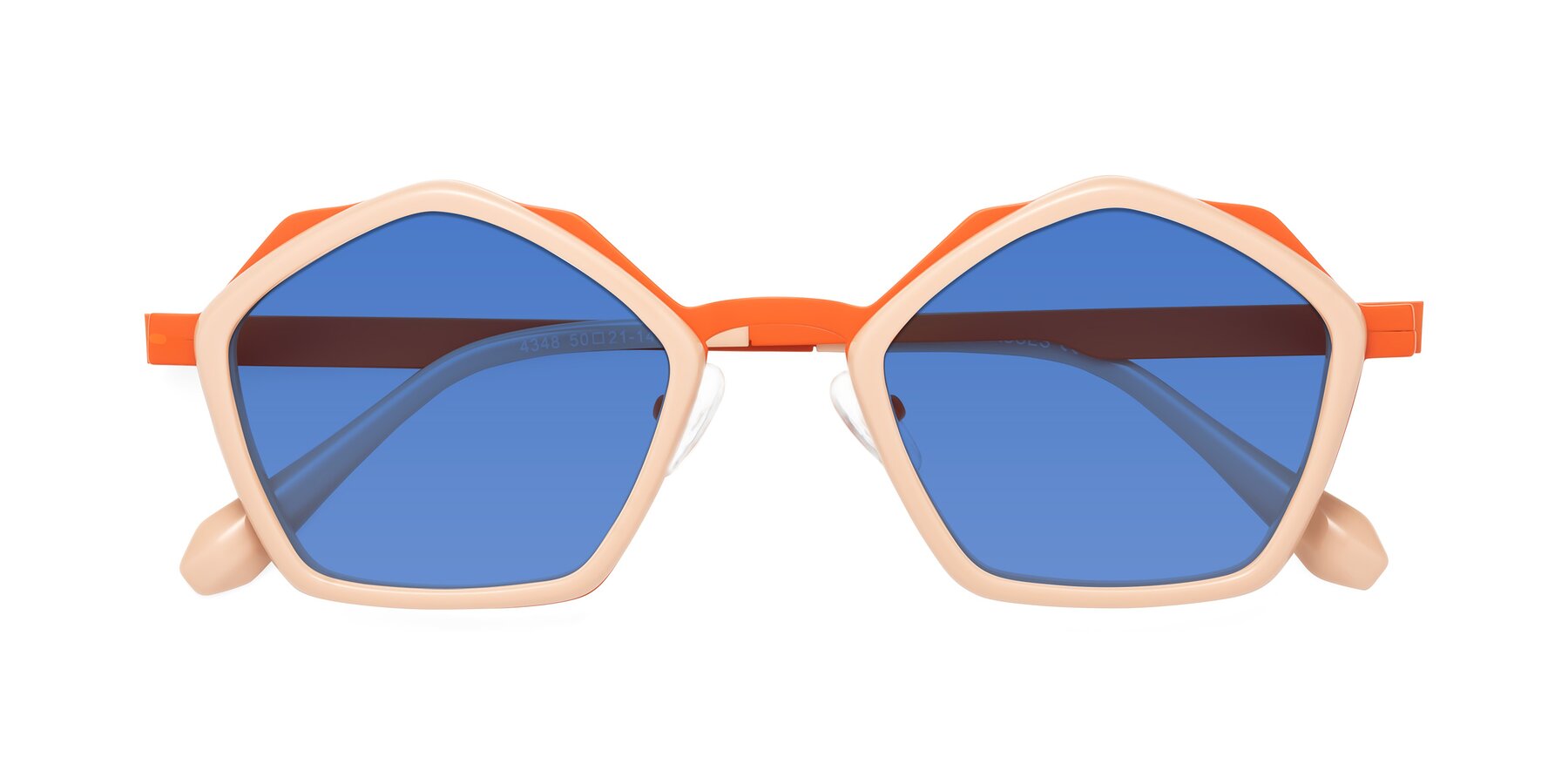 Folded Front of Sugar in Pink-Orange with Blue Tinted Lenses