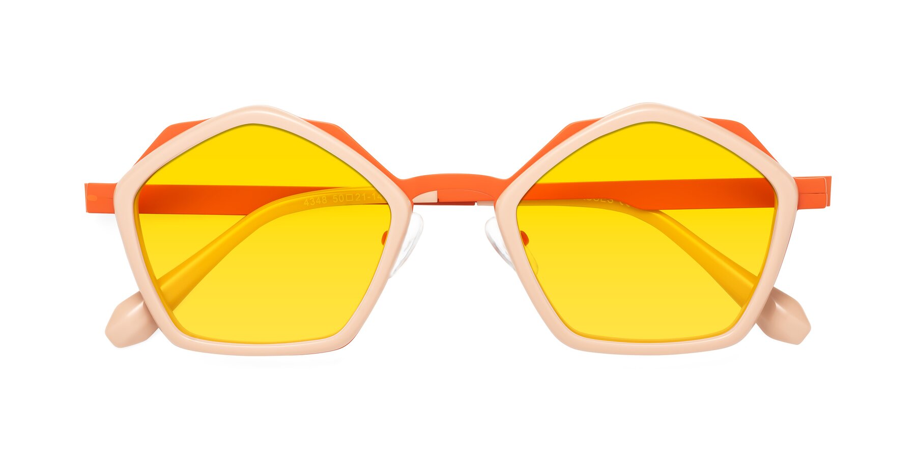 Folded Front of Sugar in Pink-Orange with Yellow Tinted Lenses