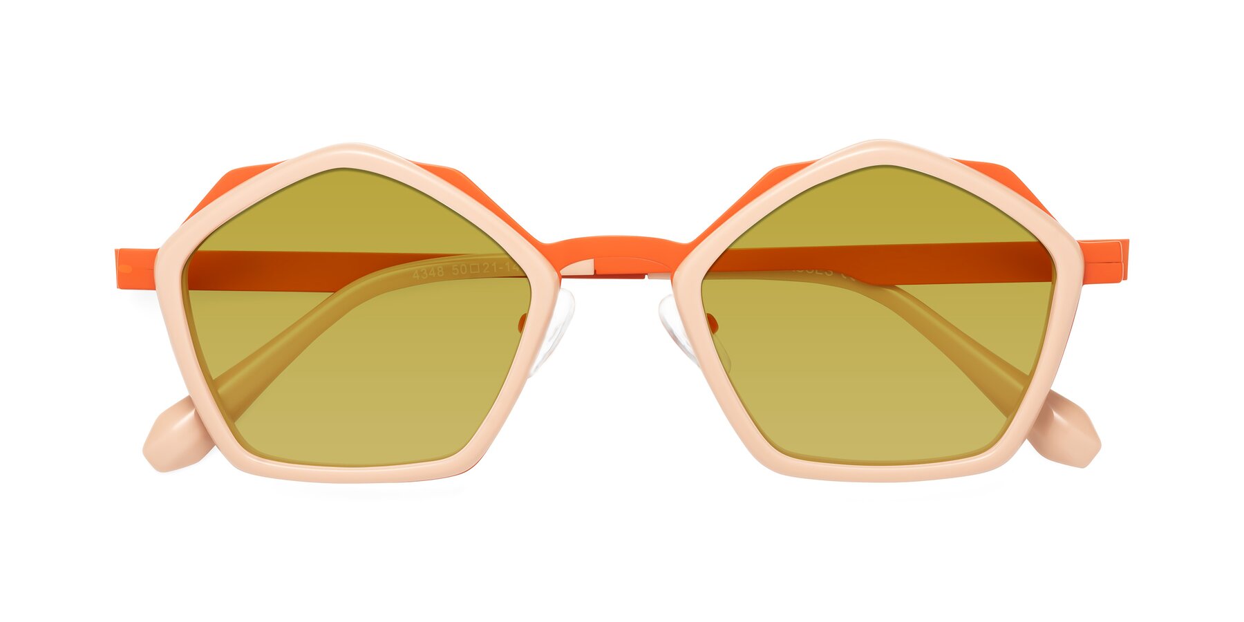 Folded Front of Sugar in Pink-Orange with Champagne Tinted Lenses
