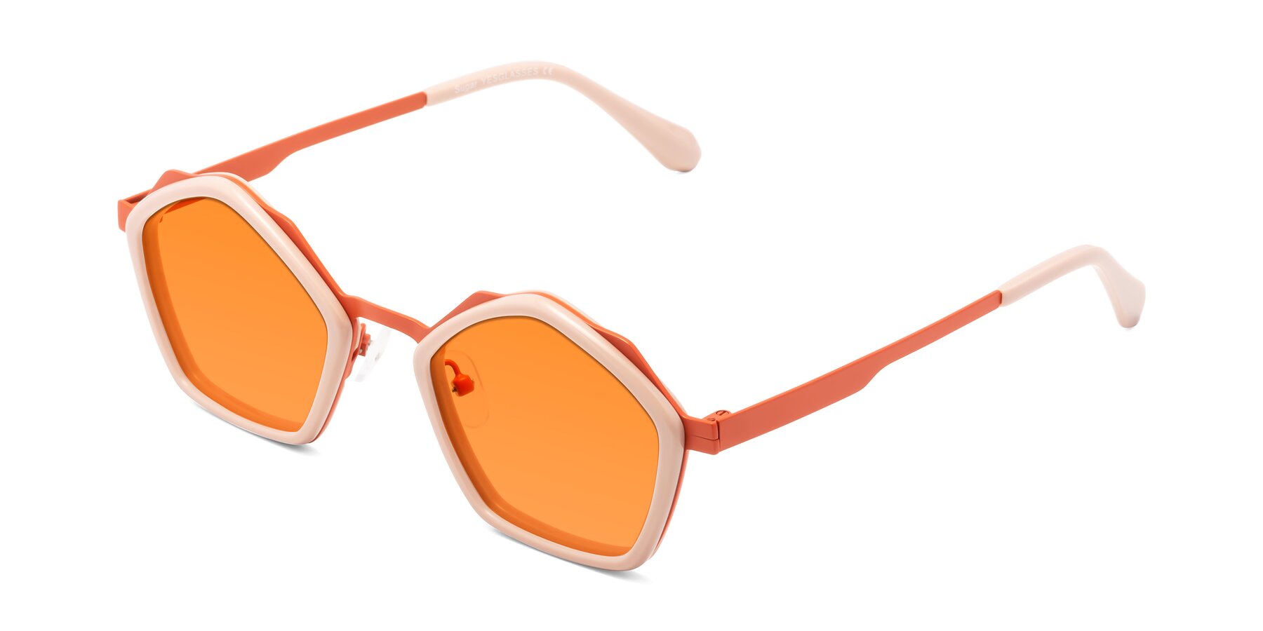 Angle of Sugar in Pink-Orange with Orange Tinted Lenses
