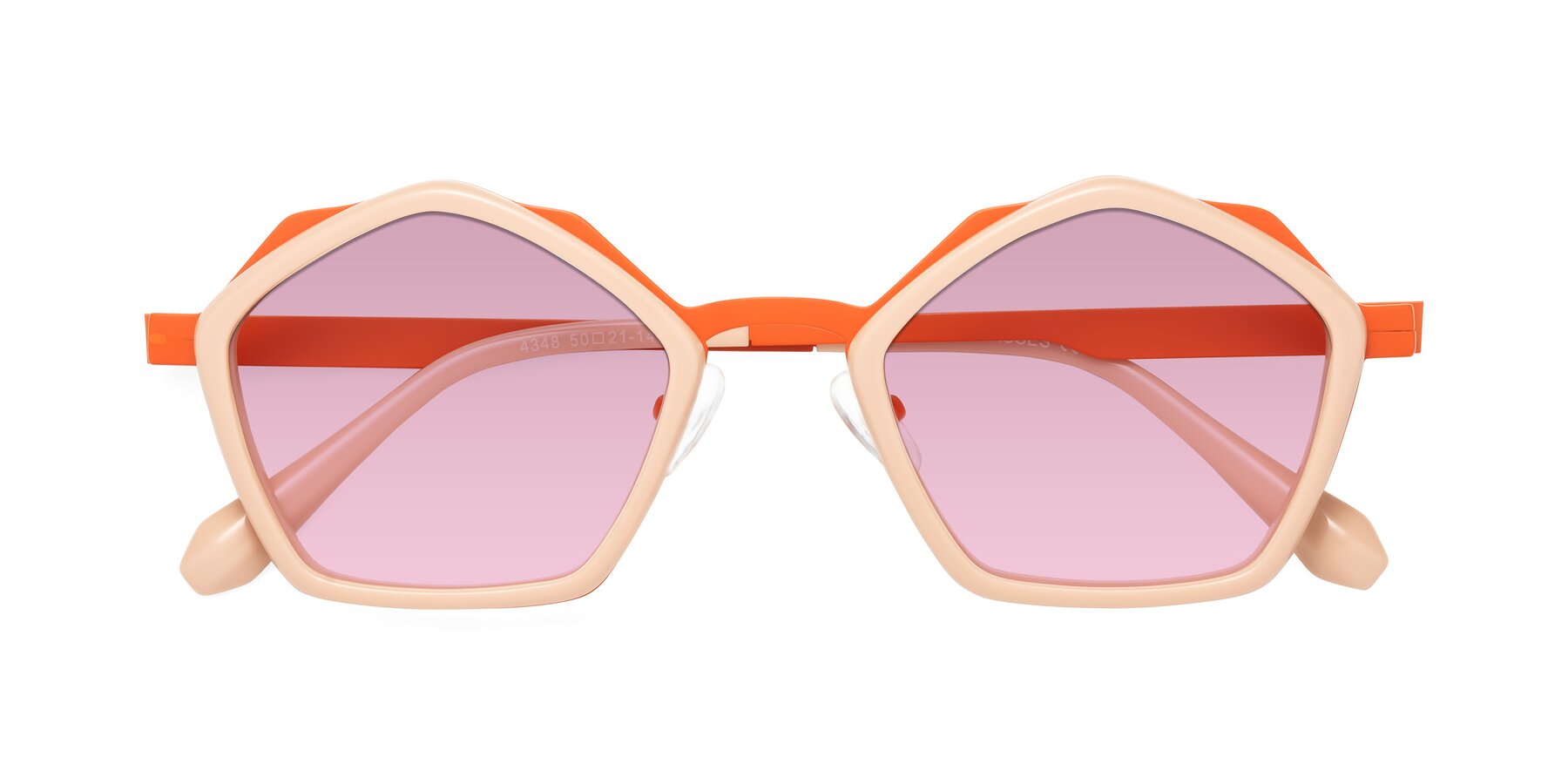 Folded Front of Sugar in Pink-Orange with Light Wine Tinted Lenses