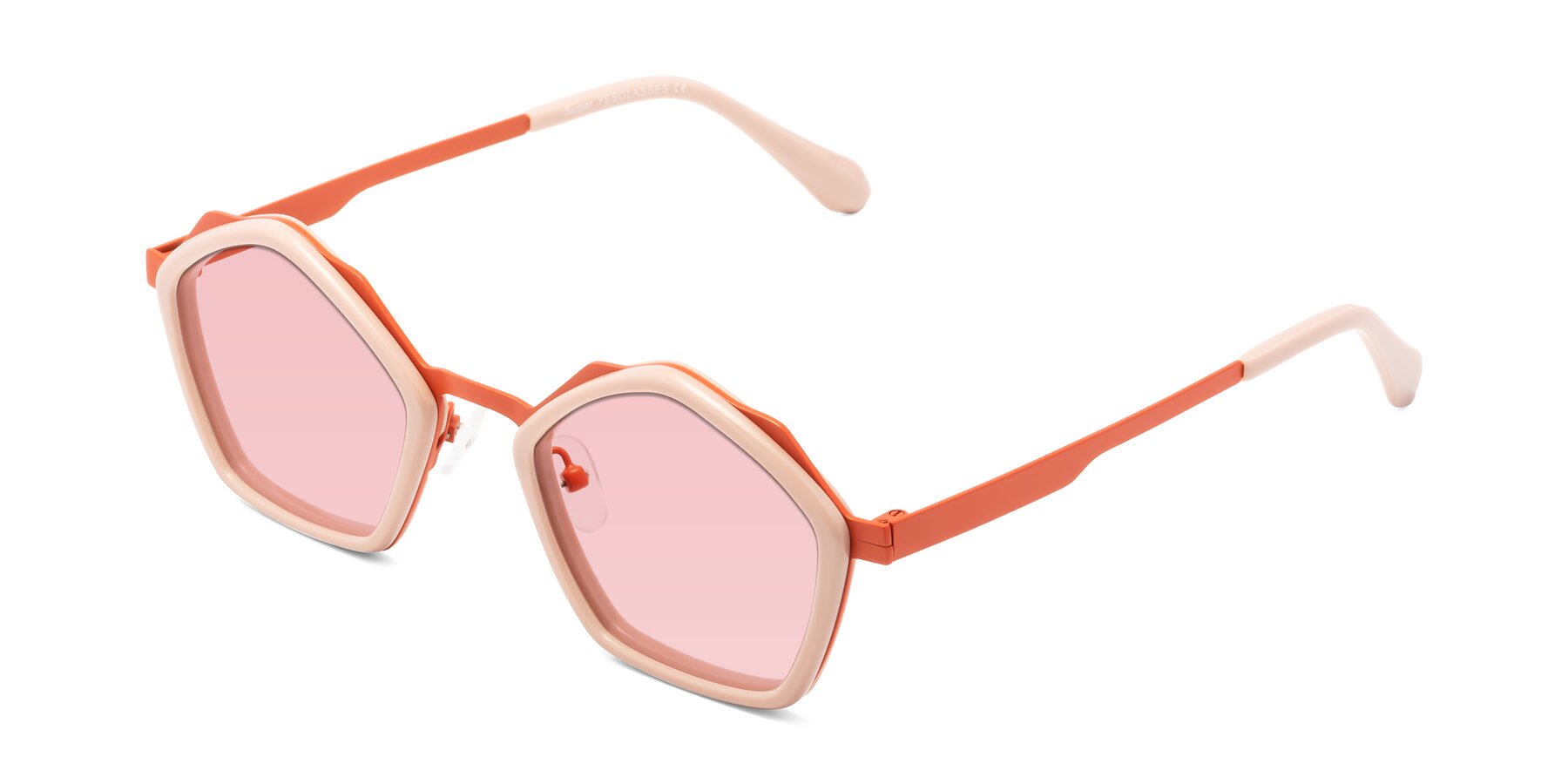 Angle of Sugar in Pink-Orange with Light Garnet Tinted Lenses