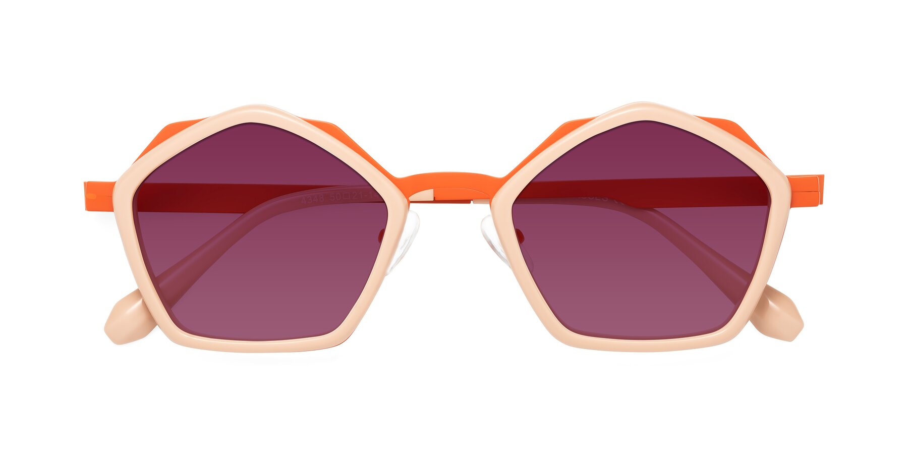 Folded Front of Sugar in Pink-Orange with Wine Tinted Lenses