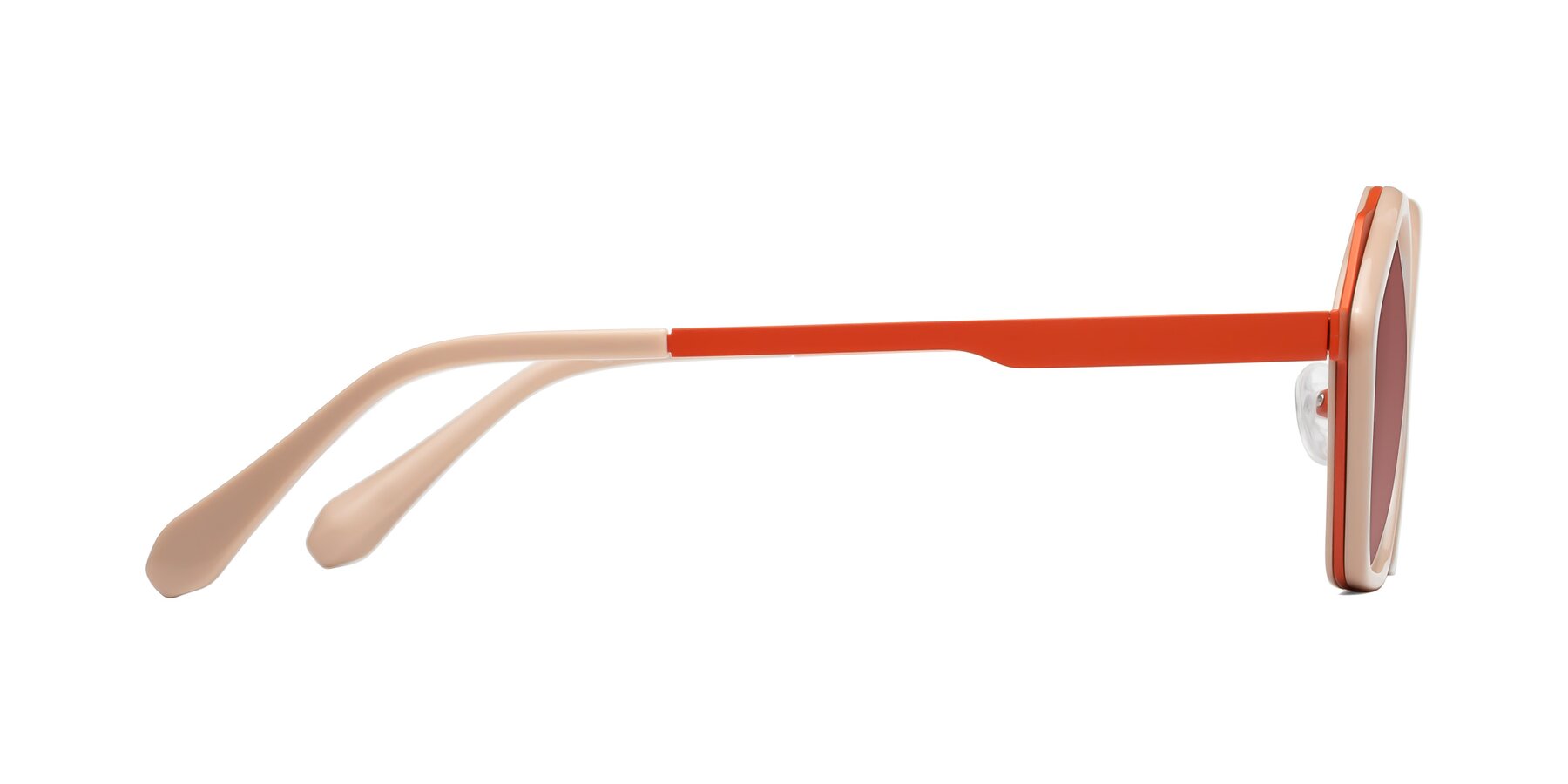 Side of Sugar in Pink-Orange with Garnet Tinted Lenses