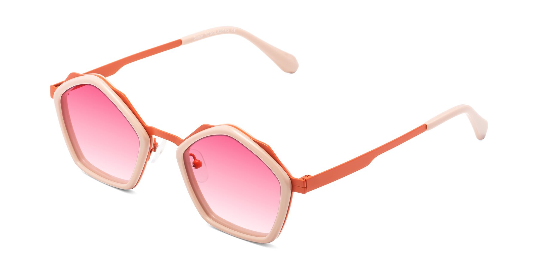 Angle of Sugar in Pink-Orange with Pink Gradient Lenses