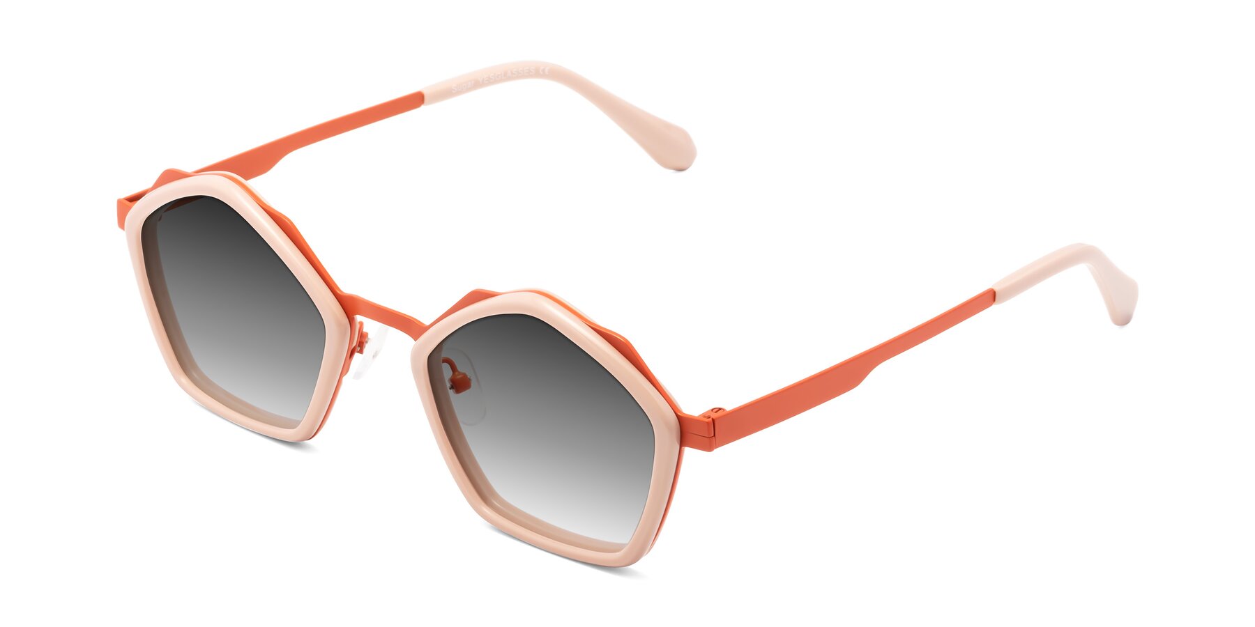 Angle of Sugar in Pink-Orange with Gray Gradient Lenses
