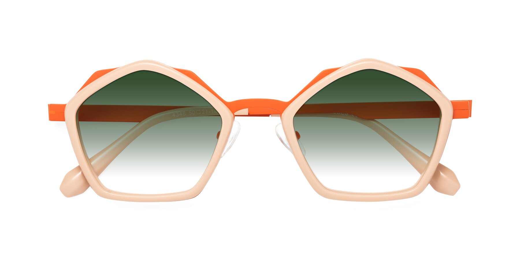 Folded Front of Sugar in Pink-Orange with Green Gradient Lenses