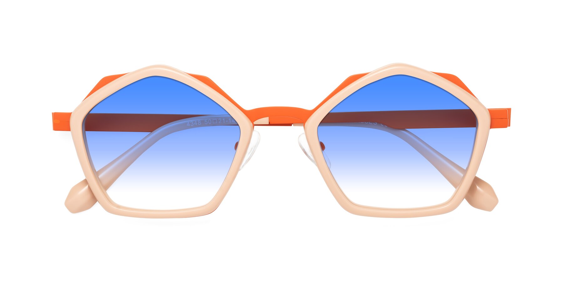 Folded Front of Sugar in Pink-Orange with Blue Gradient Lenses