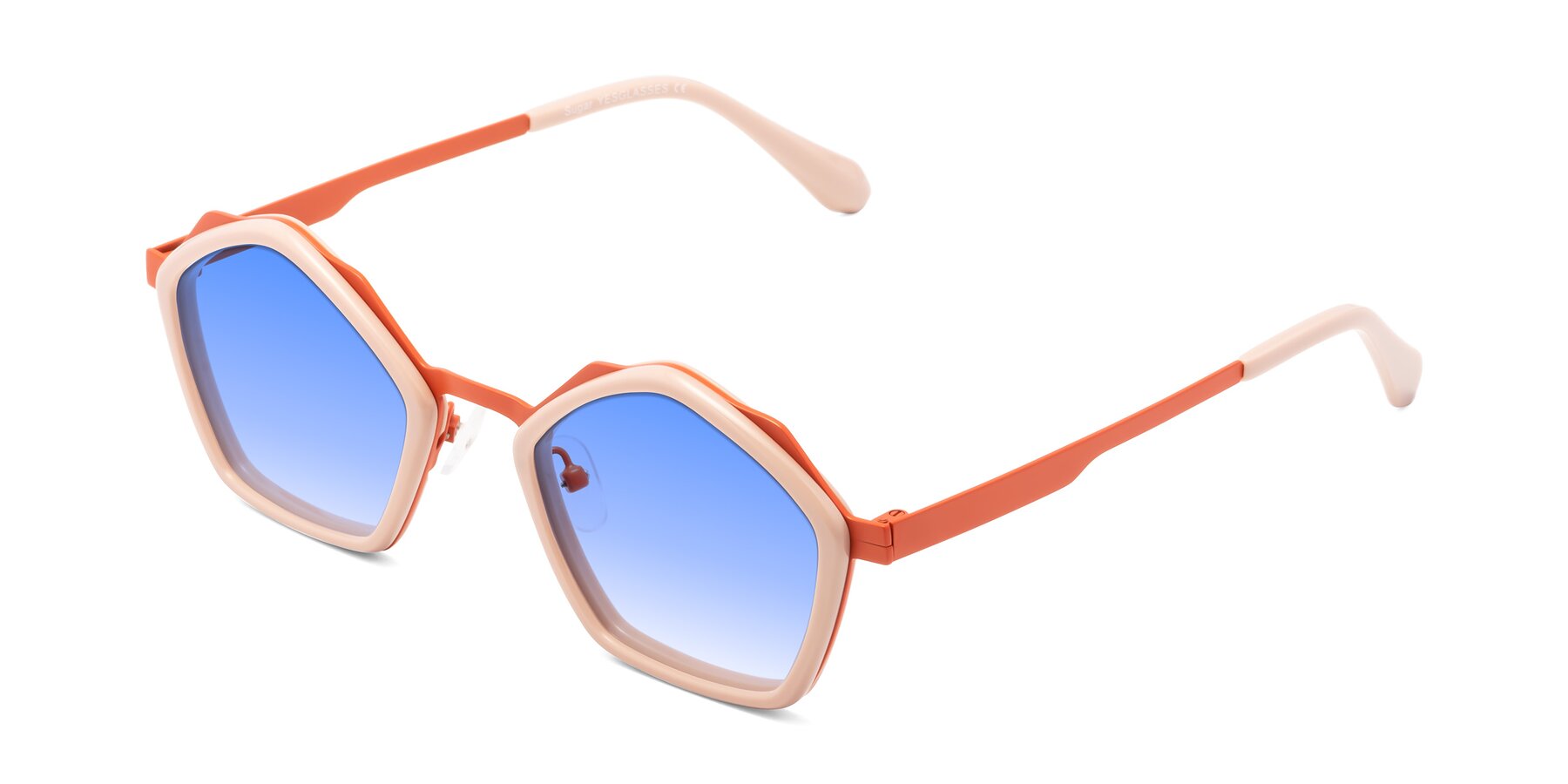 Angle of Sugar in Pink-Orange with Blue Gradient Lenses
