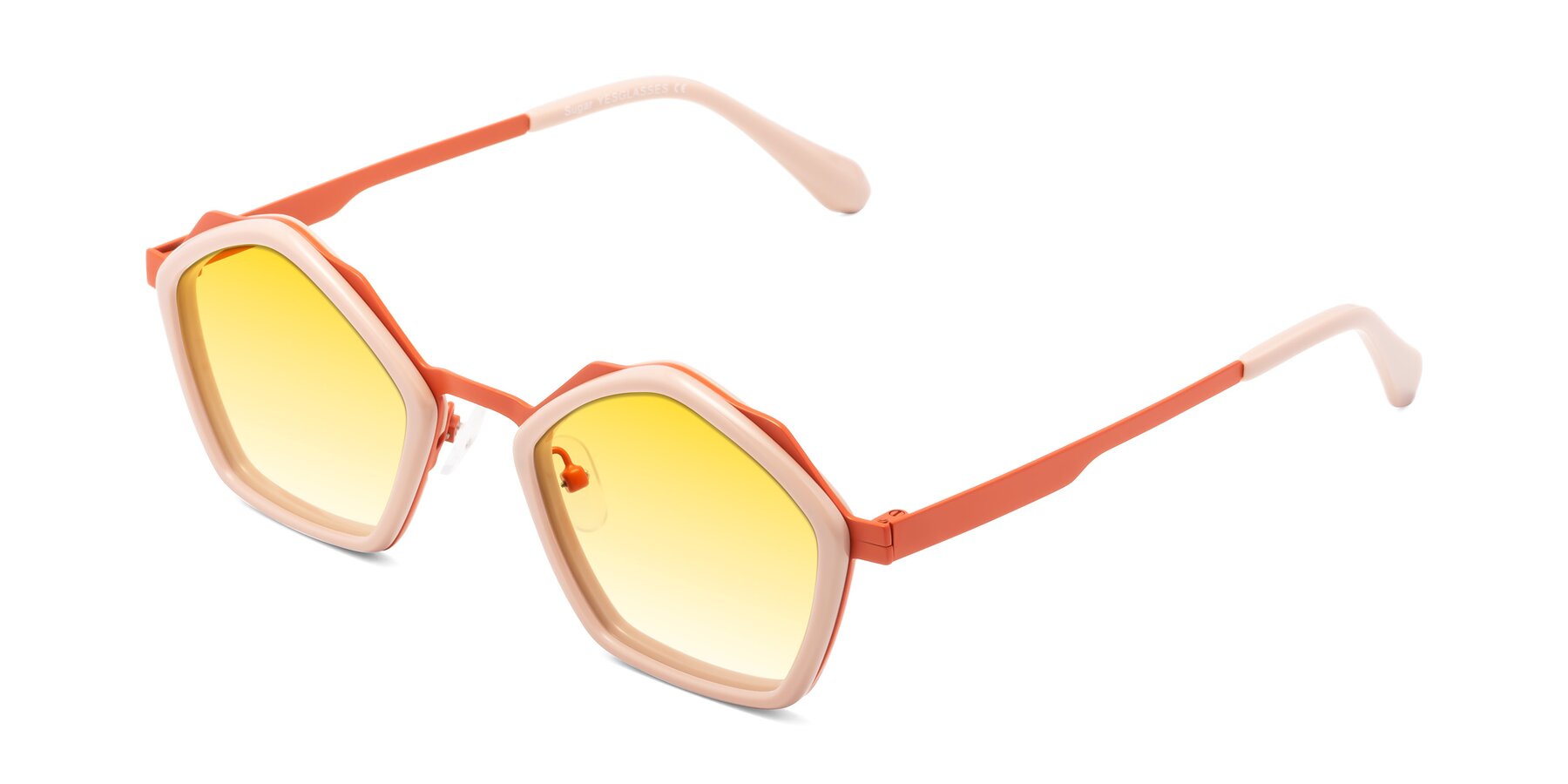 Angle of Sugar in Pink-Orange with Yellow Gradient Lenses