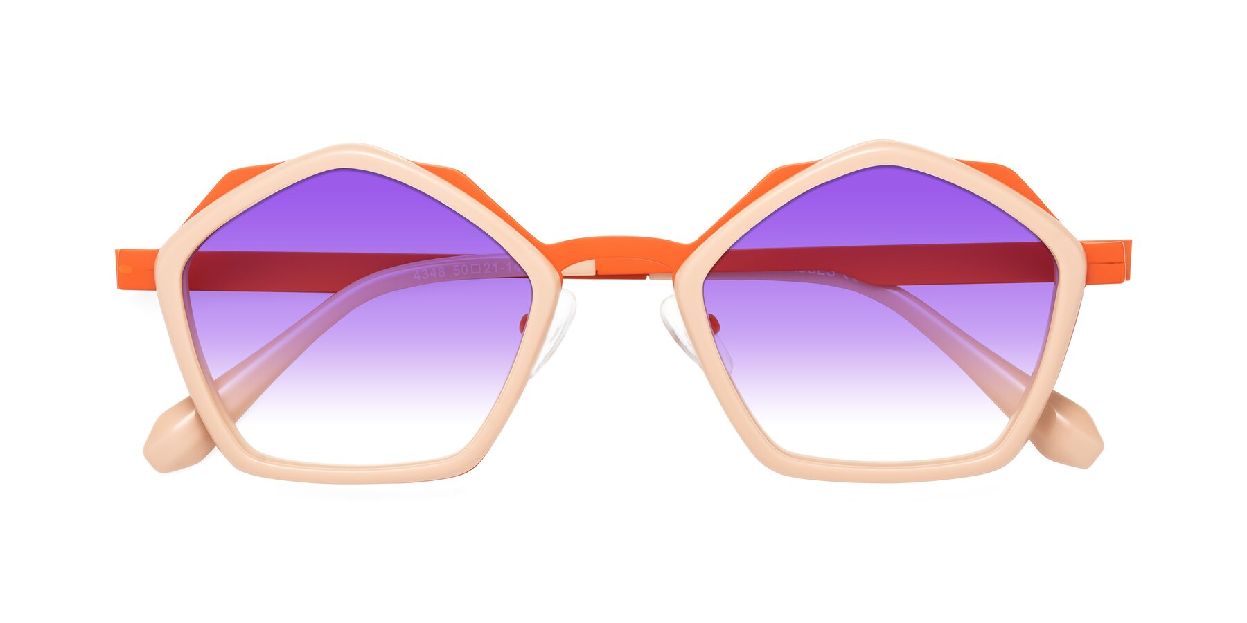 Folded Front of Sugar in Pink-Orange with Purple Gradient Lenses