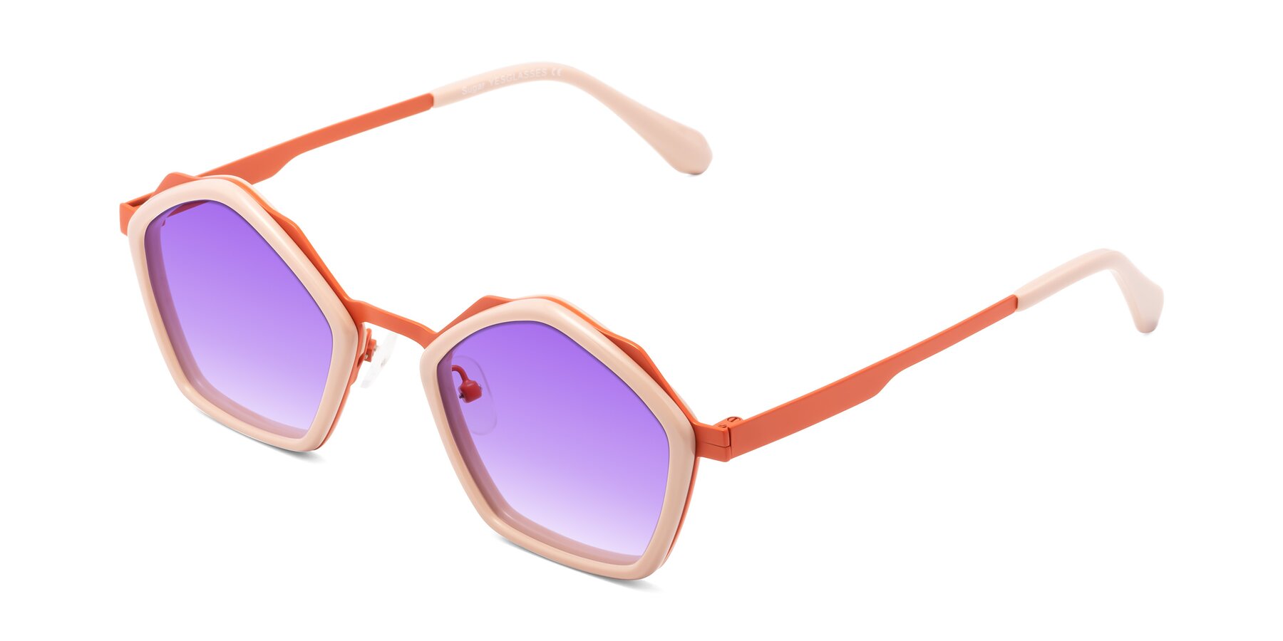 Angle of Sugar in Pink-Orange with Purple Gradient Lenses