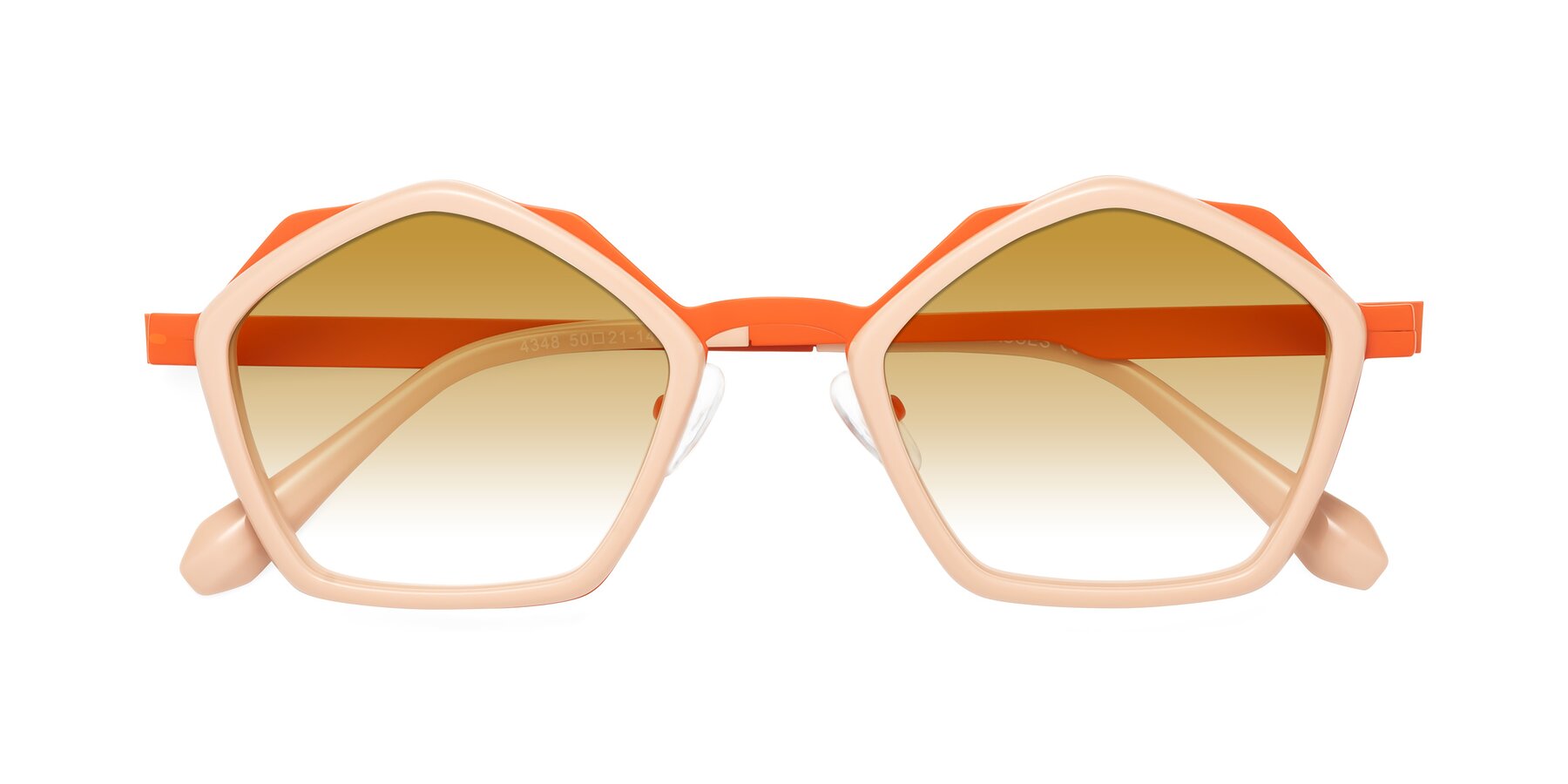 Folded Front of Sugar in Pink-Orange with Champagne Gradient Lenses